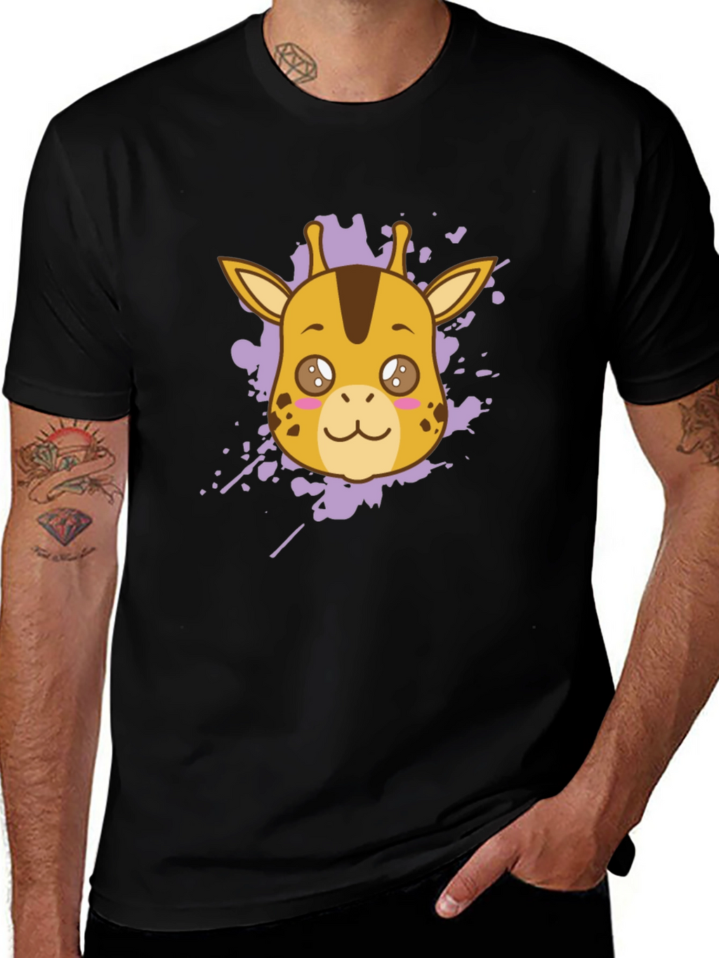 Giraffe Graphic Tee - Stylish Black T-Shirt