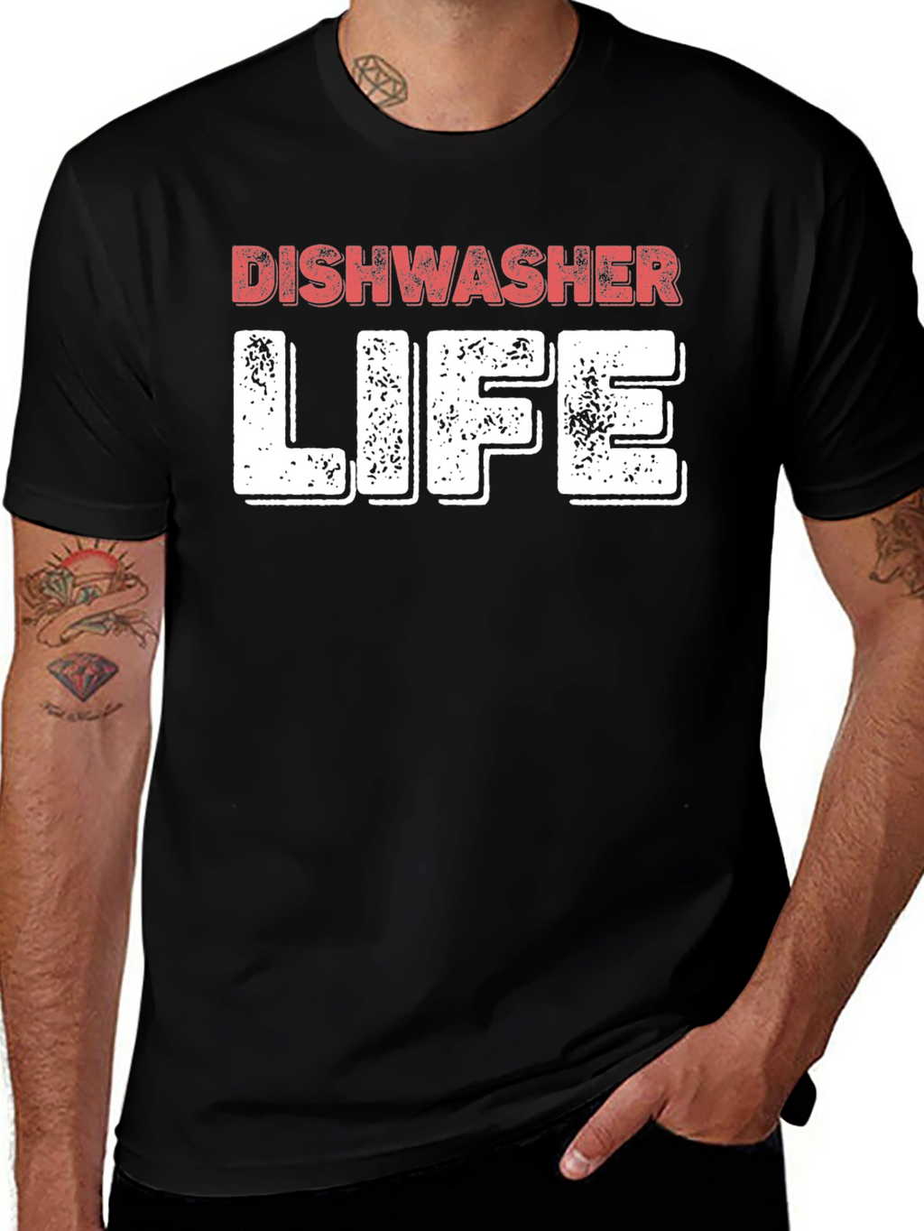Dishwasher Life Black Crewneck T-Shirt