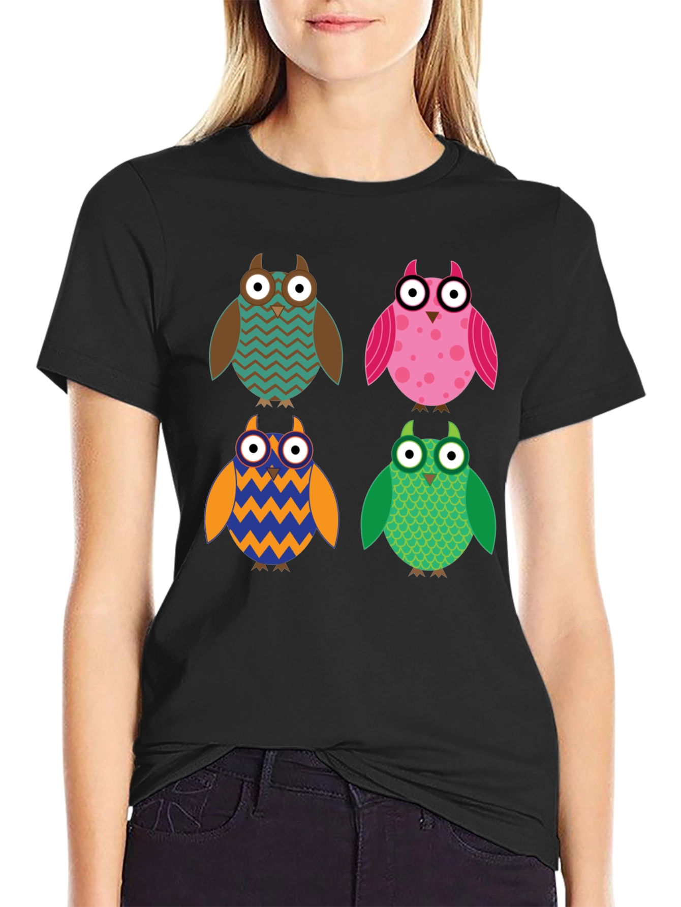 Colorful Owl T-Shirt: Cute Cartoon Design