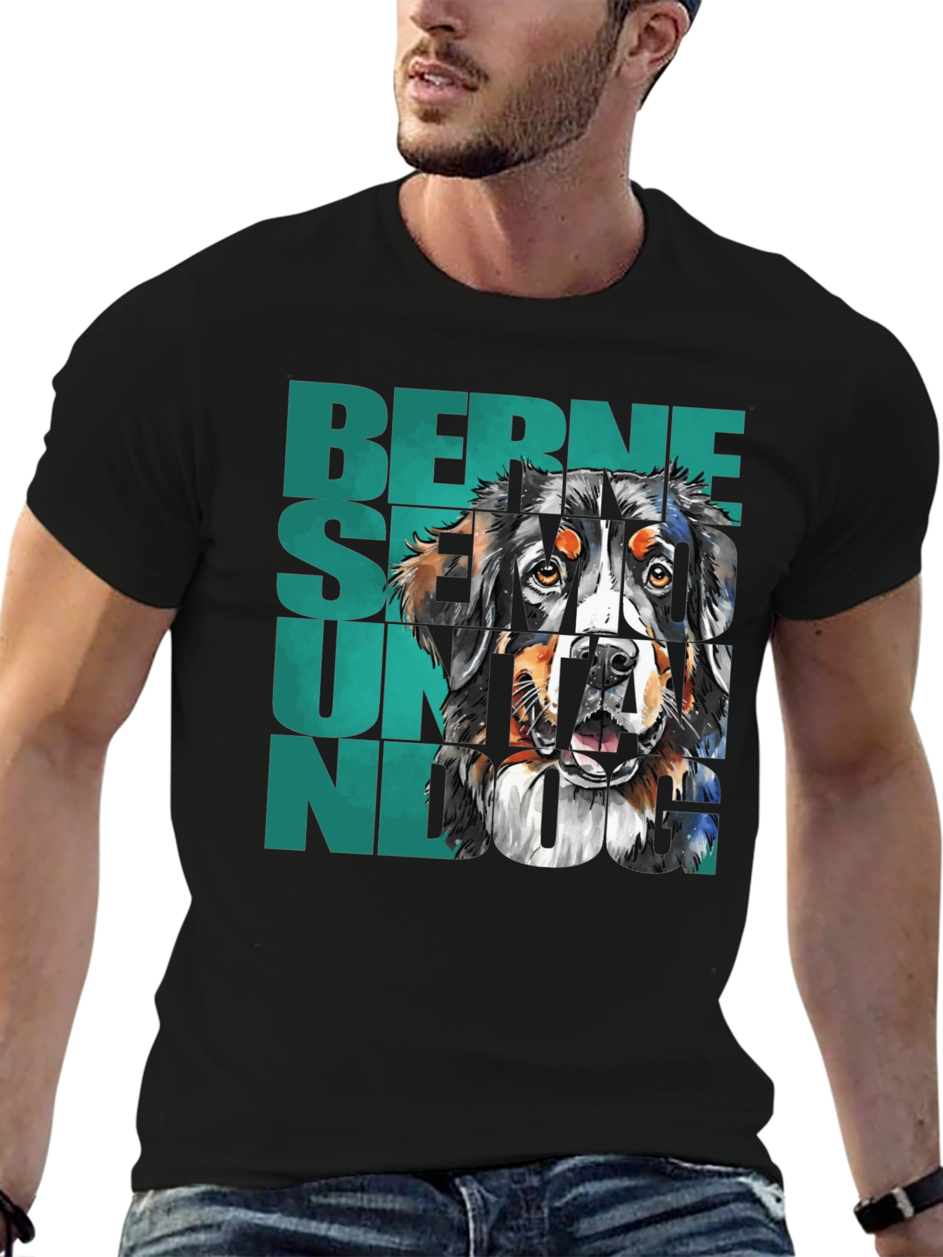 Bernese Mountain Dog Graphic Tee - Black