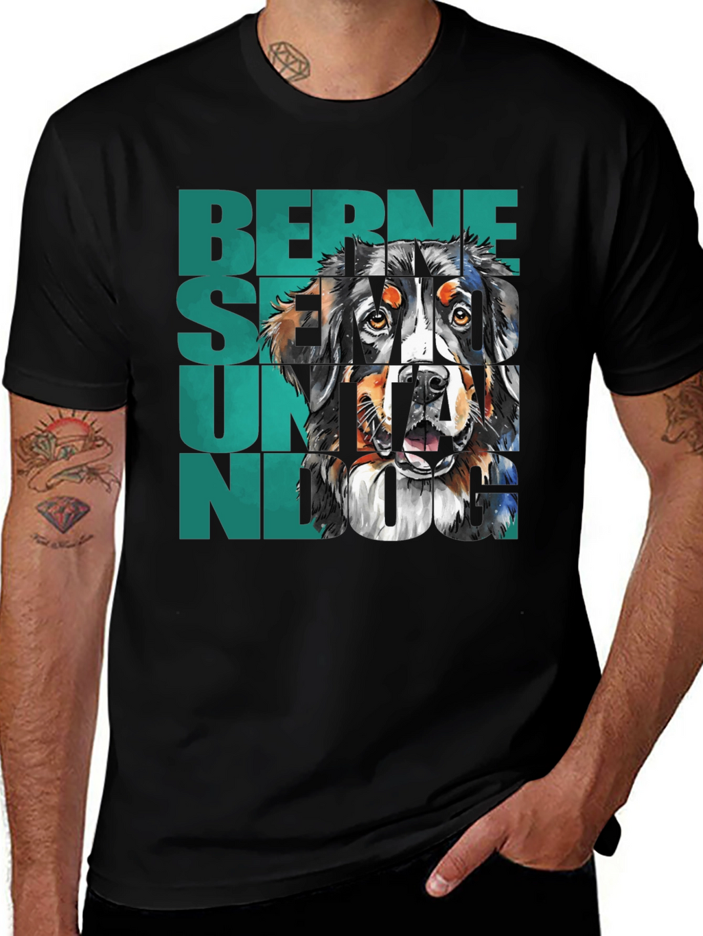 Bernese Mountain Dog Graphic Tee - Black