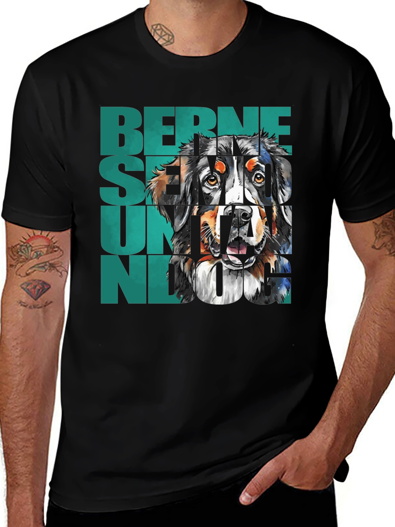 Bernese Mountain Dog Graphic Tee - Black