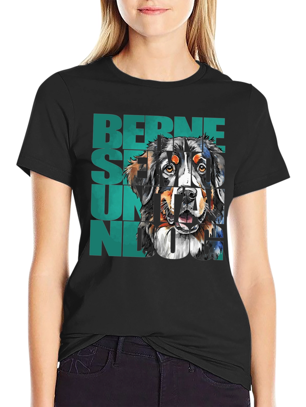 Bernese Mountain Dog Graphic Tee - Black