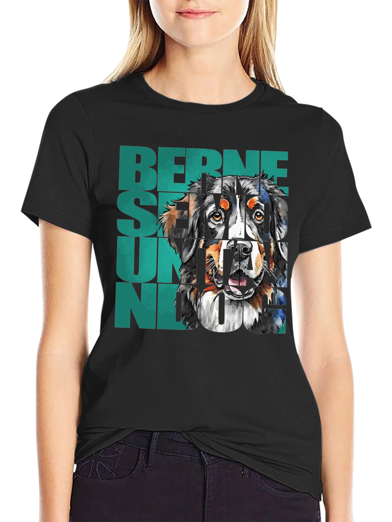 Bernese Mountain Dog Graphic Tee - Black
