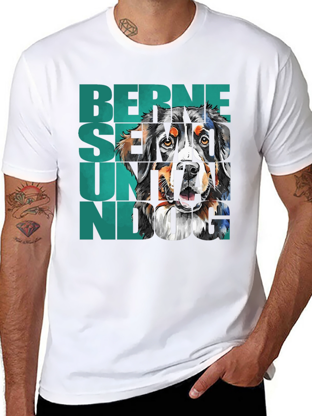 Bernese Mountain Dog Graphic Tee - Black