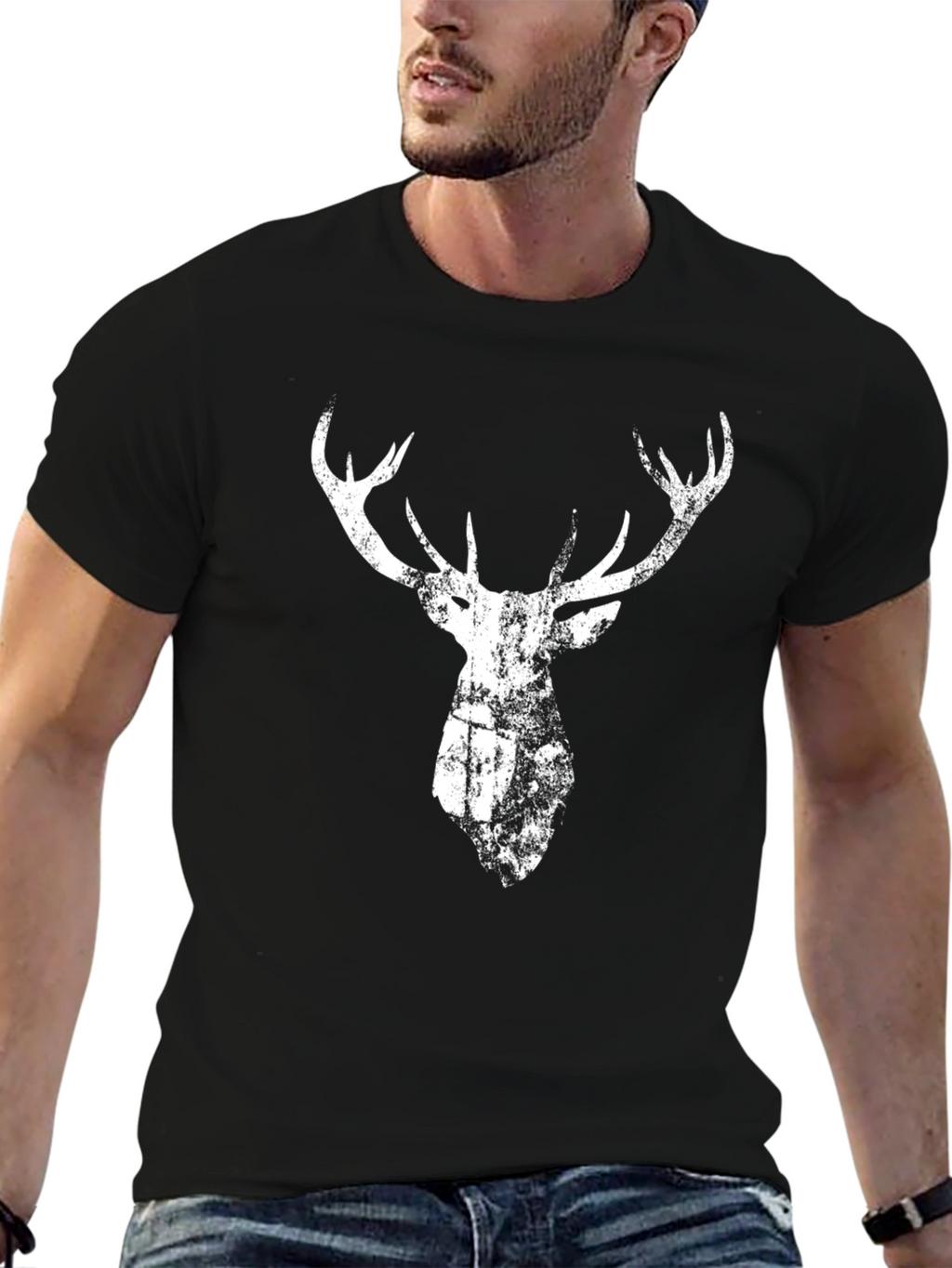 Deer Graphic Black Tee