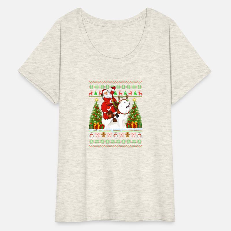 Ugly Santa Riding Great Pyrenees Dog