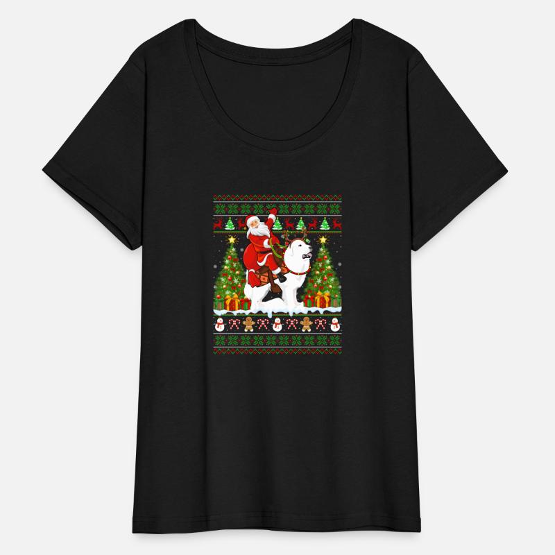 Ugly Santa Riding Great Pyrenees Dog