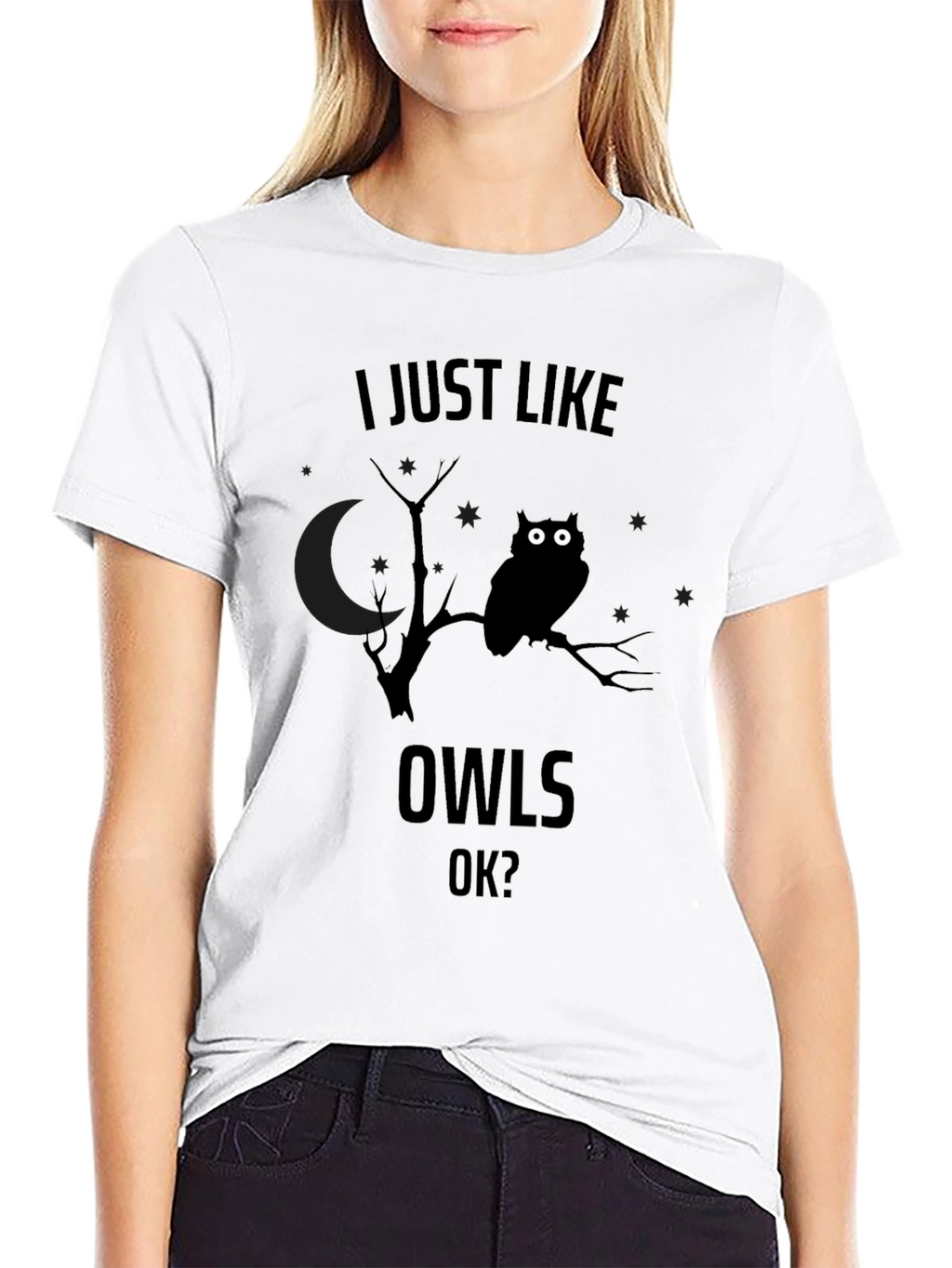 I Just Like Owls OK? Mens Black Graphic T-Shirt