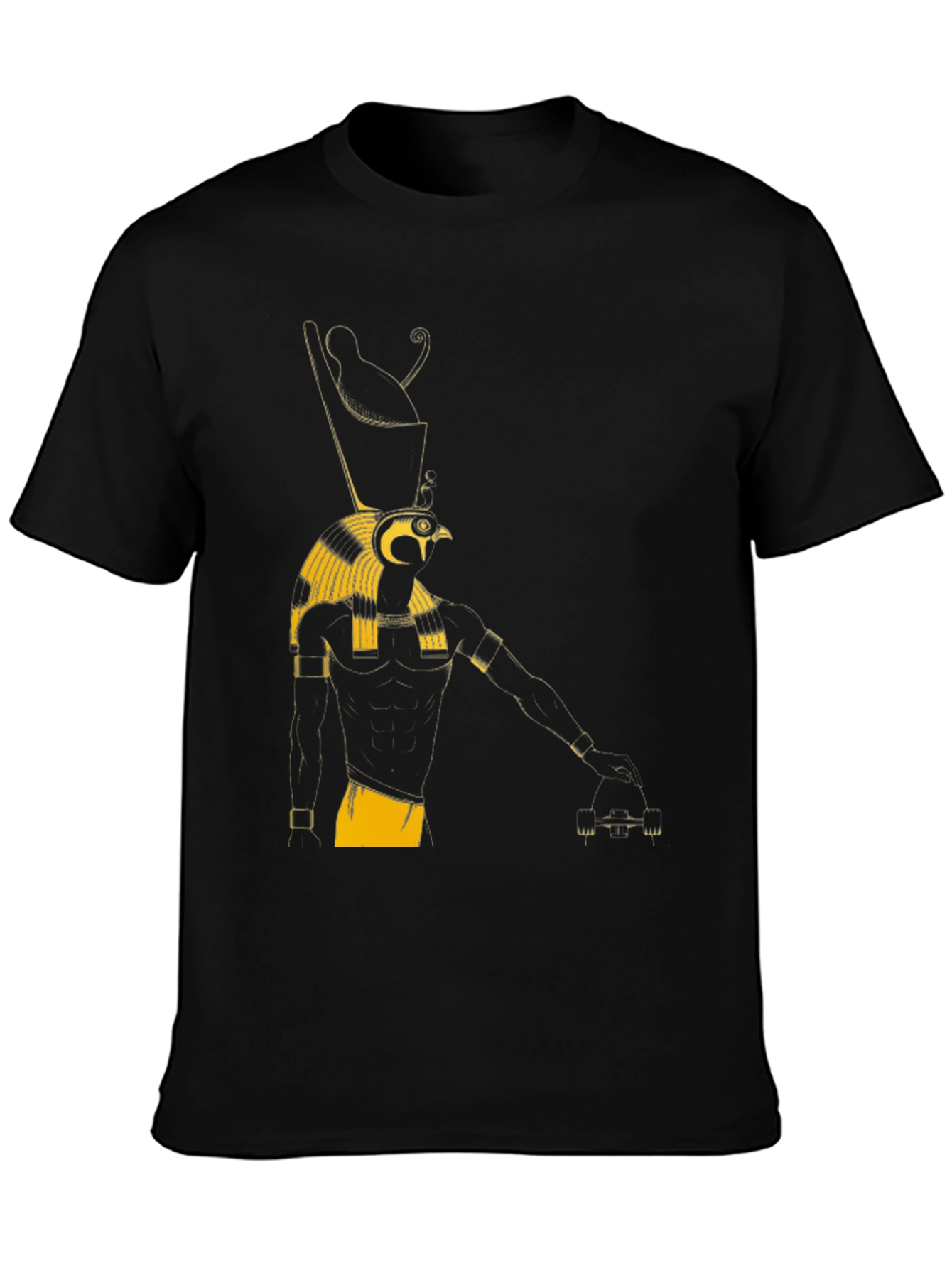 Egyptian God Graphic Tee - Black Cotton T-Shirt