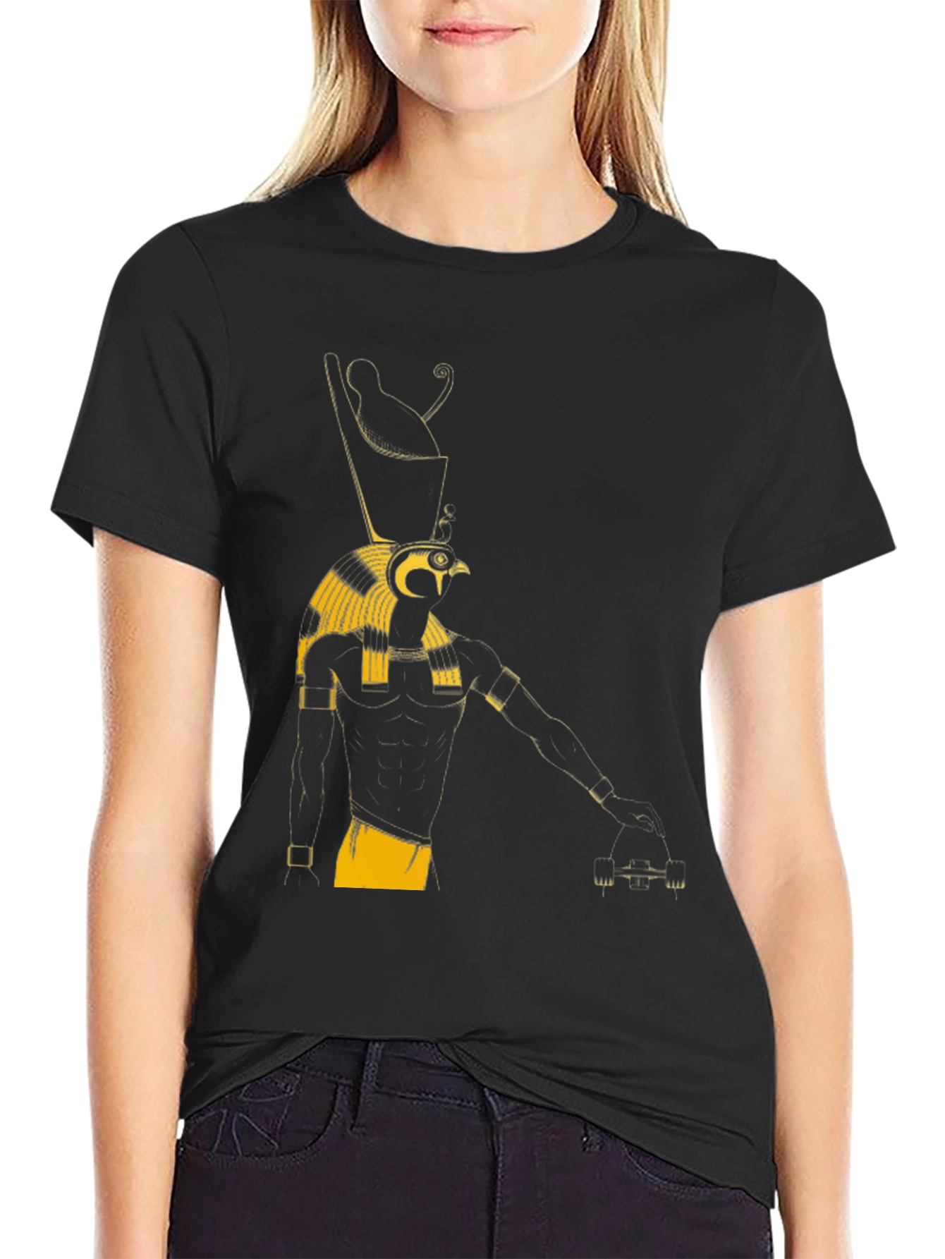 Egyptian God Graphic Tee - Black Cotton T-Shirt