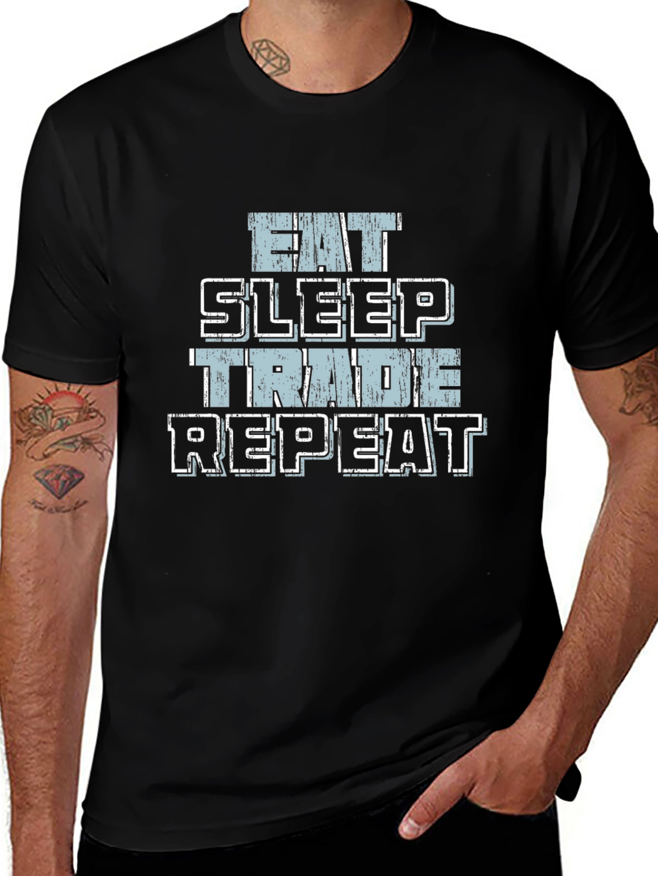 Eat Sleep Trade Repeat Black T-Shirt