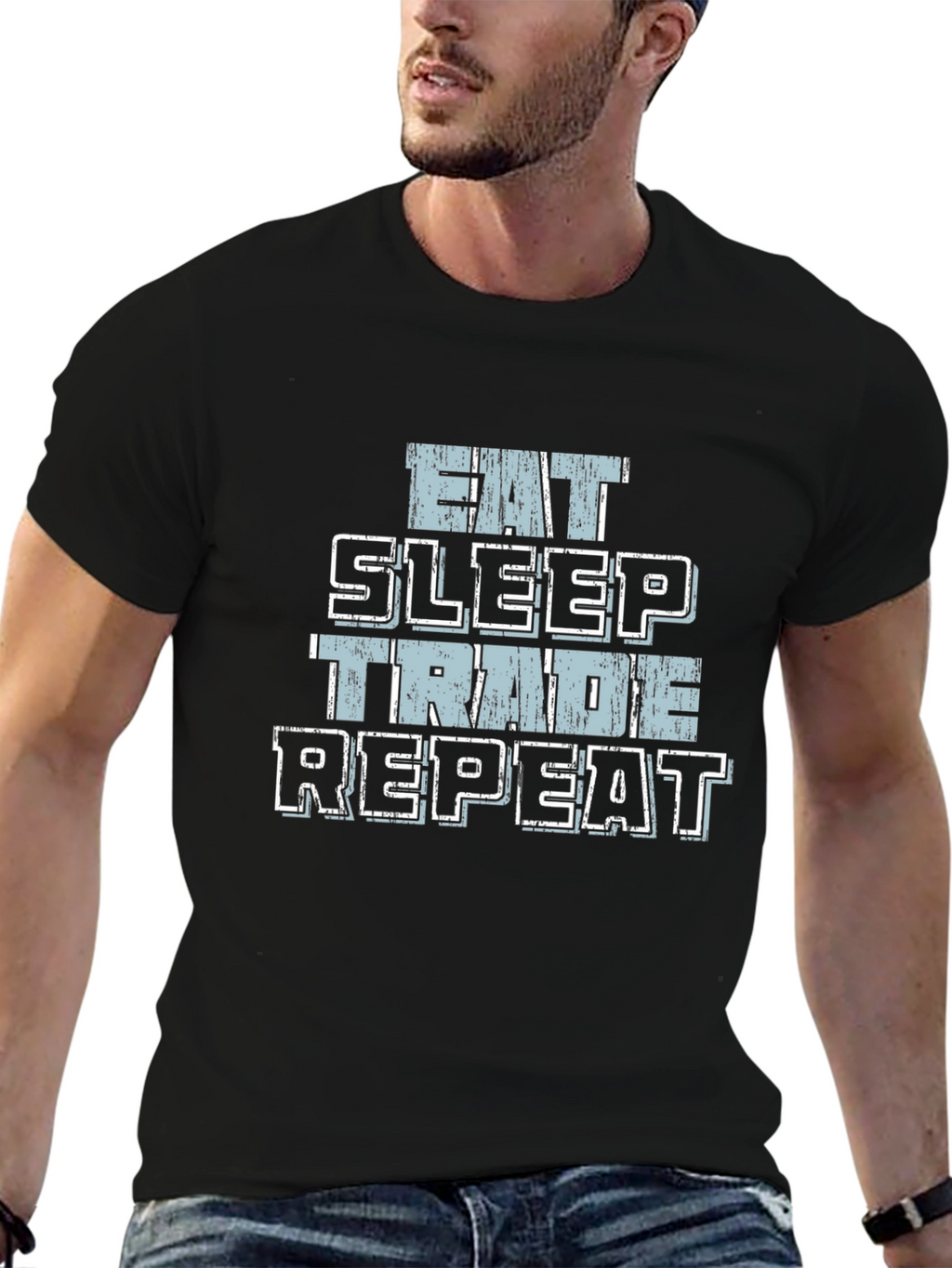 Eat Sleep Trade Repeat Black T-Shirt