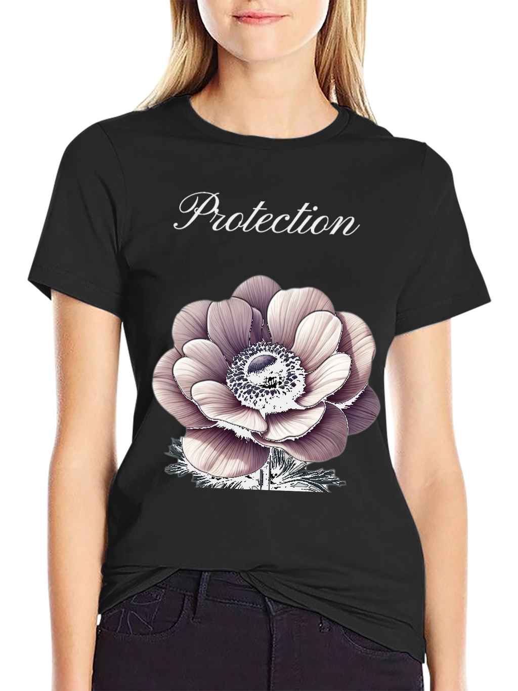 Protection Flower Graphic Tee - Black