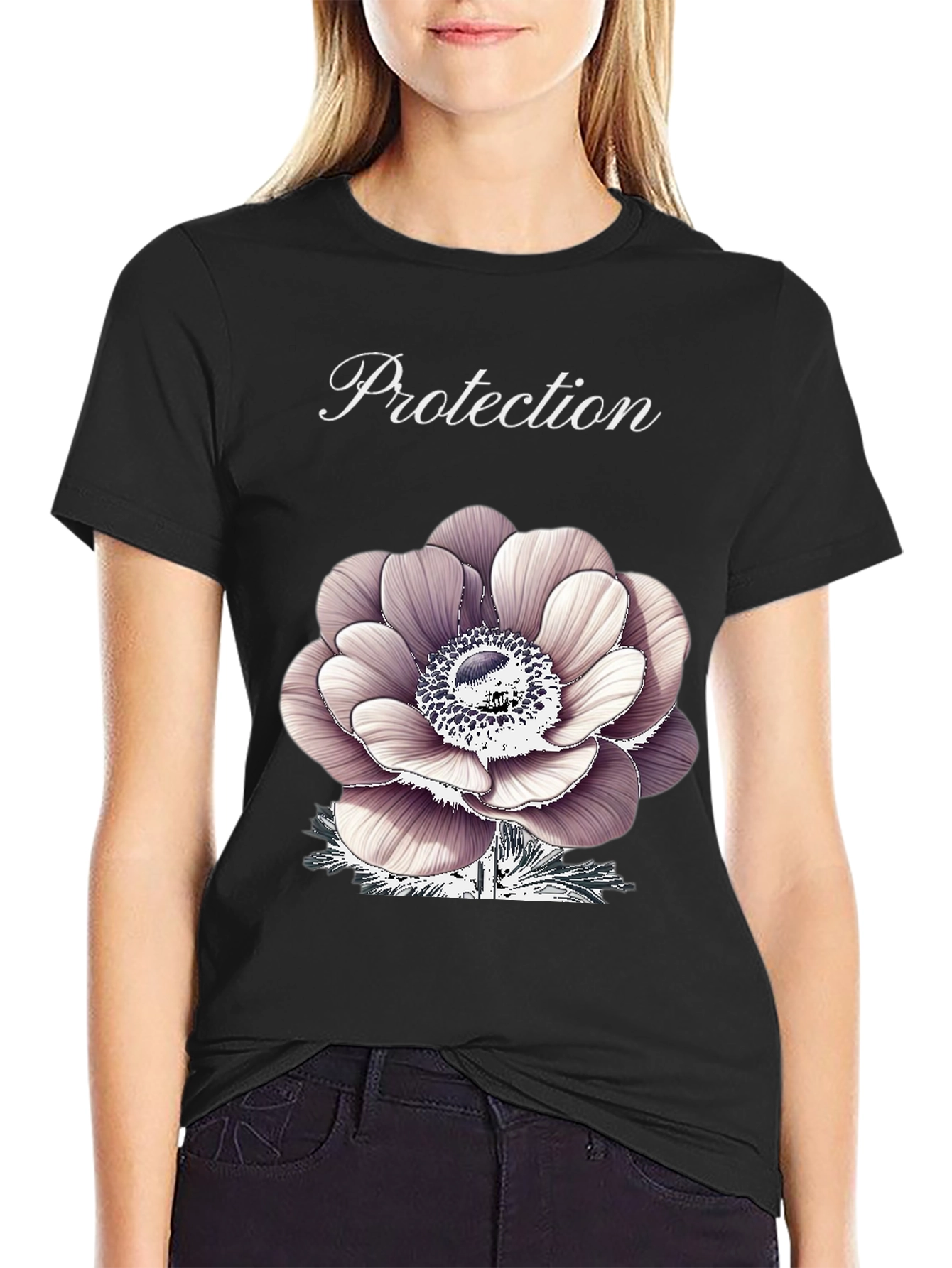 Protection Flower Graphic Tee - Black
