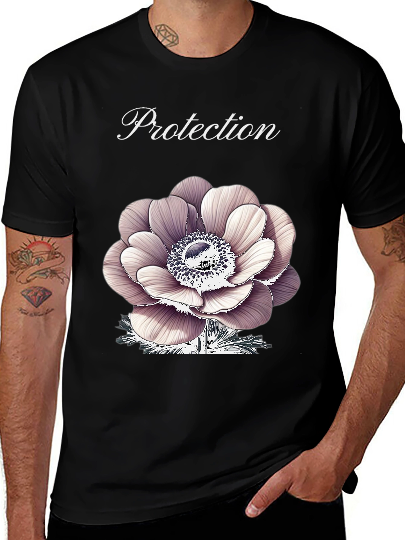 Protection Flower Graphic Tee - Black