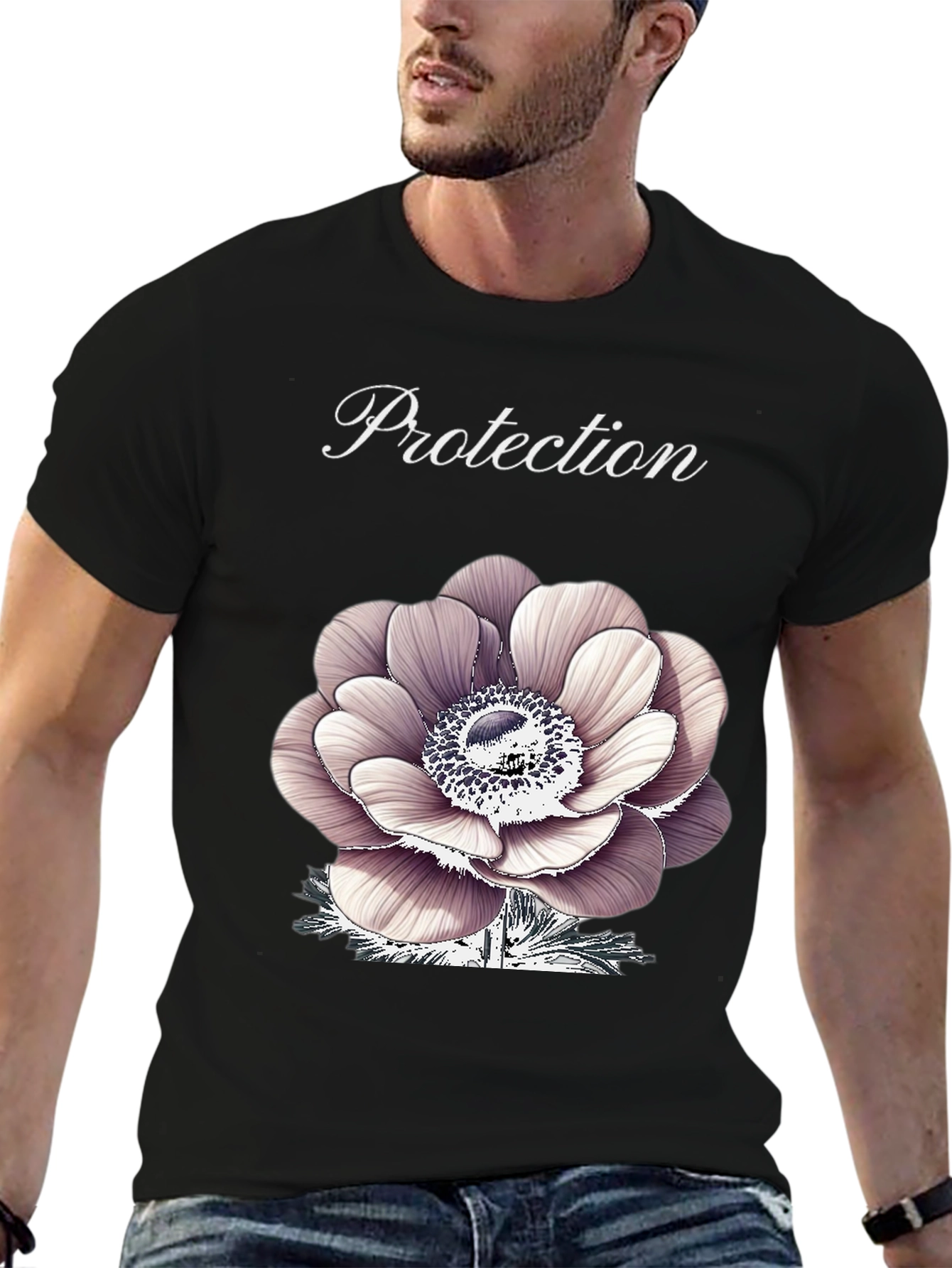 Protection Flower Graphic Tee - Black
