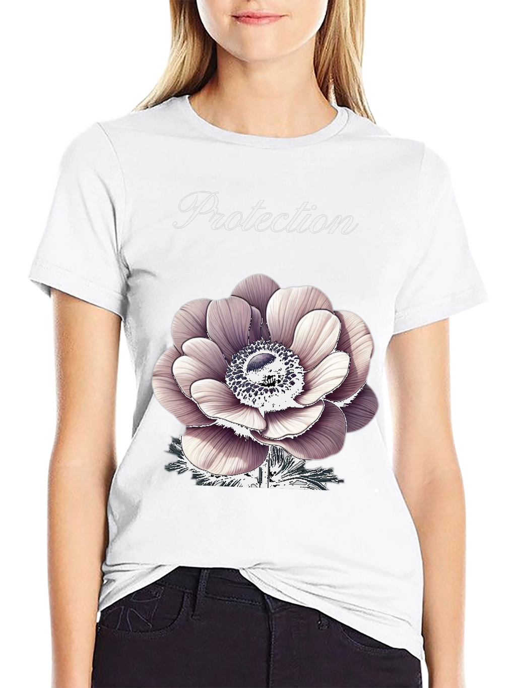 Protection Flower Graphic Tee - Black