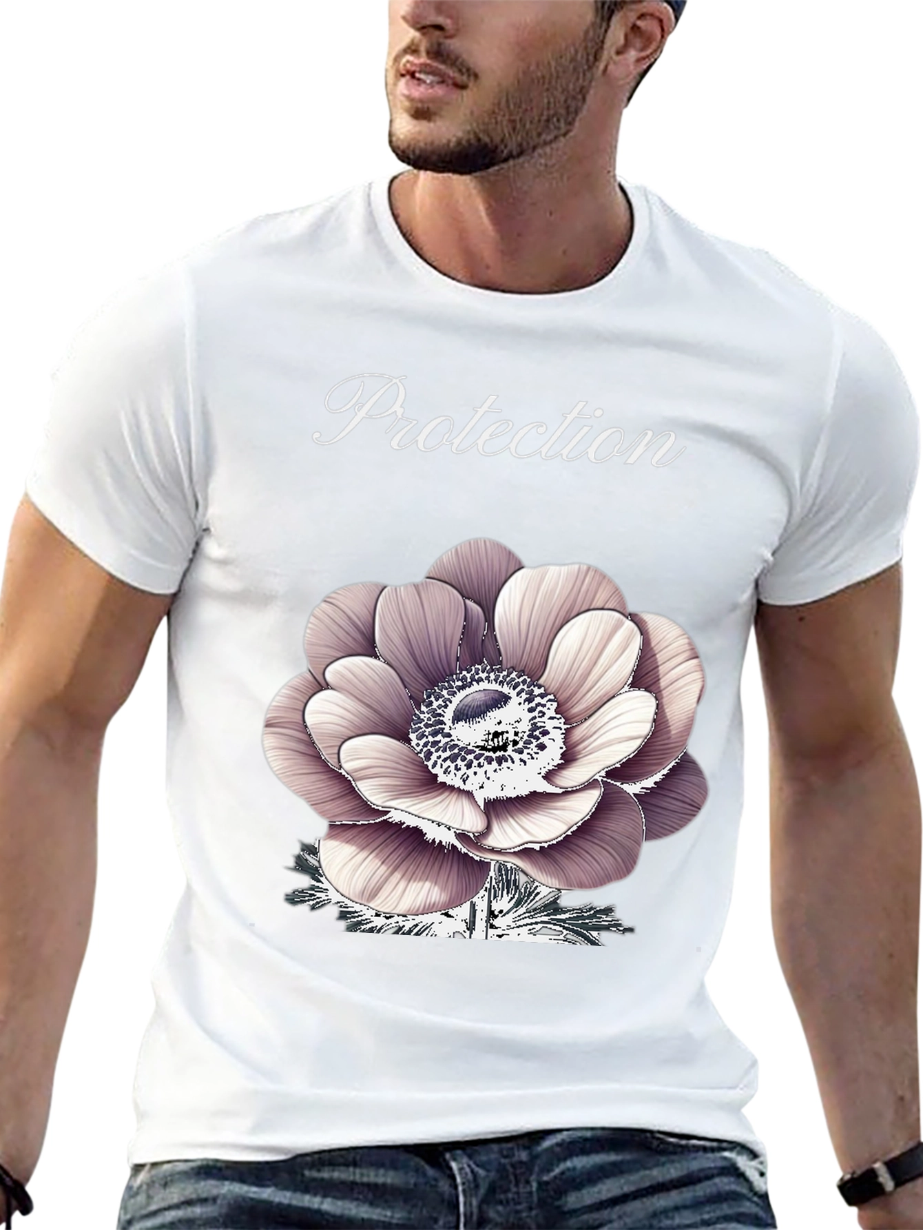 Protection Flower Graphic Tee - Black