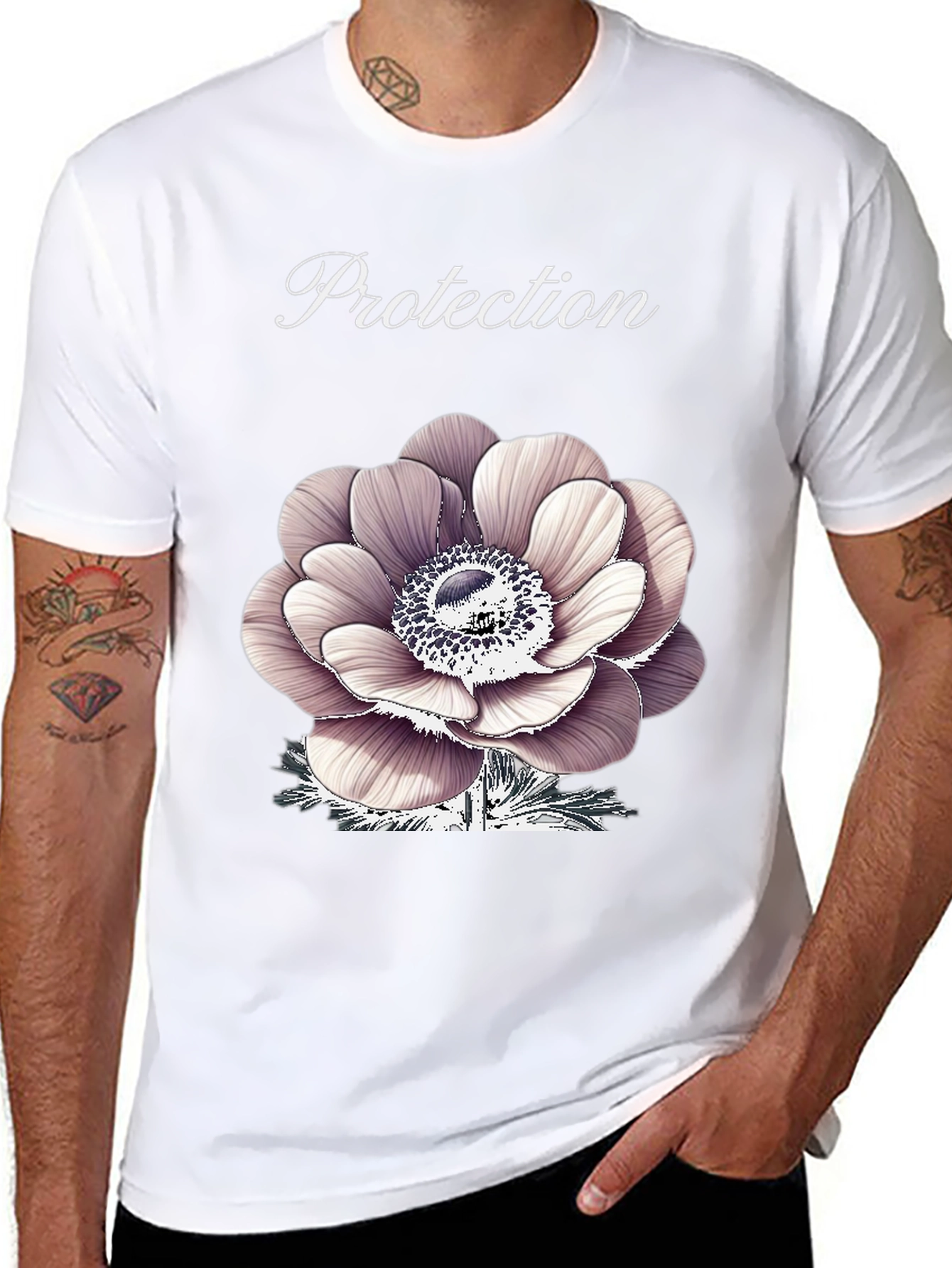 Protection Flower Graphic Tee - Black