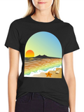 Beach Sunset Graphic Tee - Coastal Style