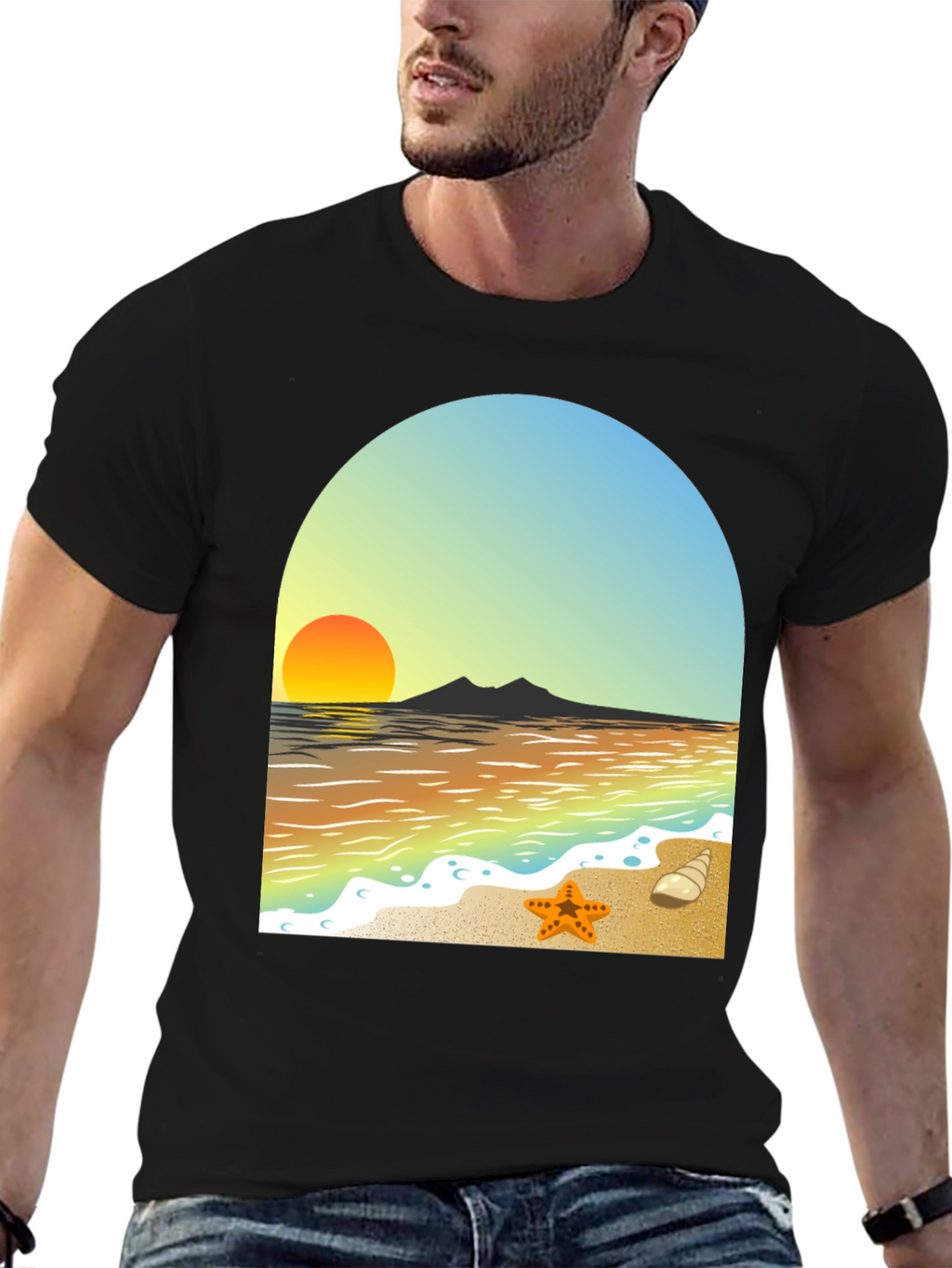Beach Sunset Graphic Tee - Coastal Style