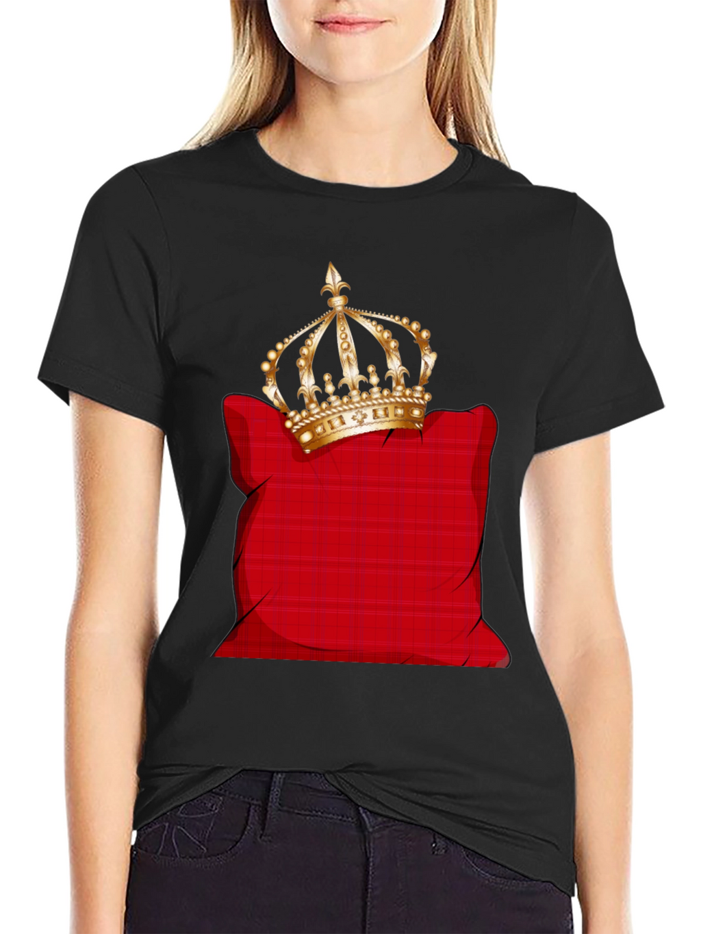 Crown on Pillow Graphic Tee - Black
