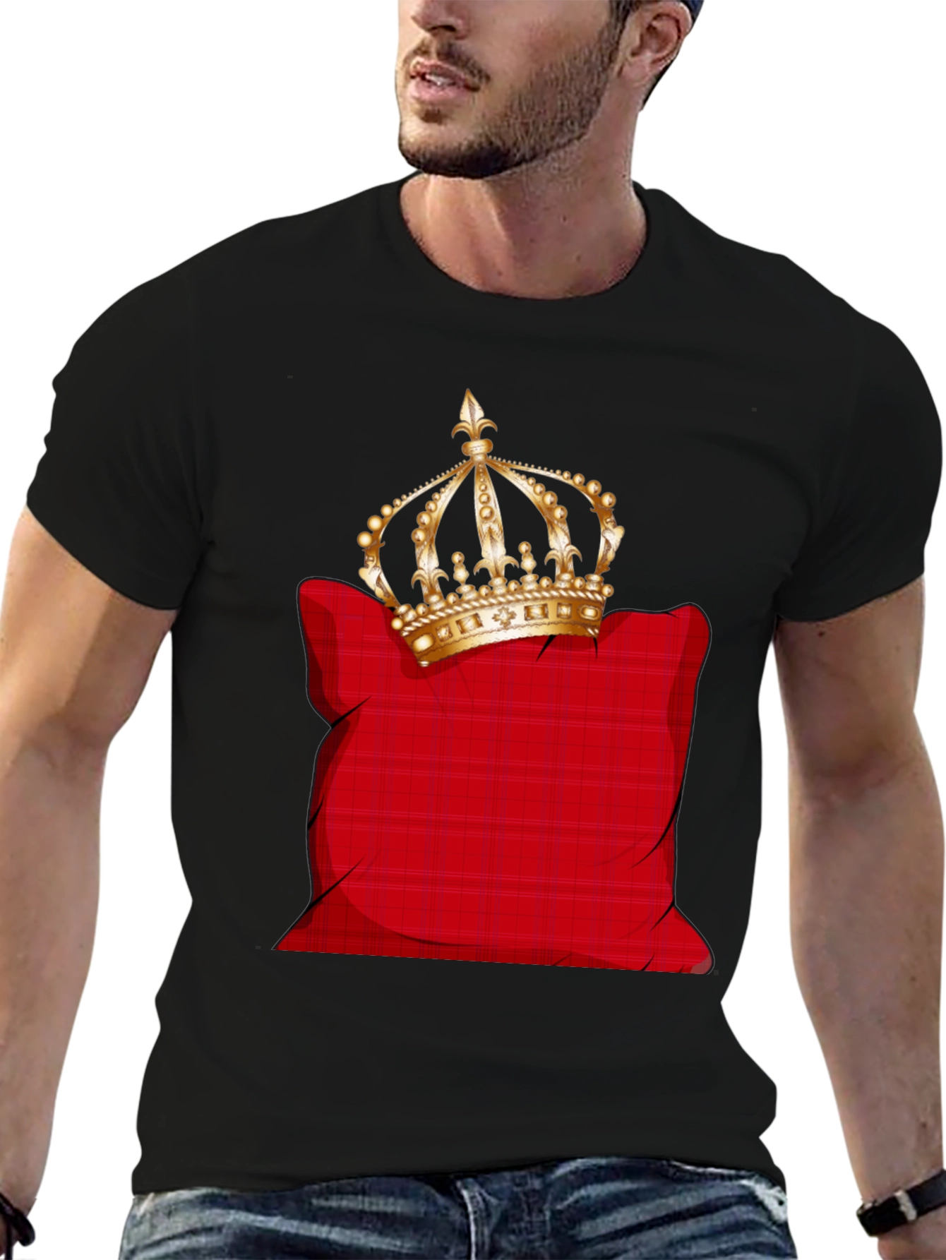 Crown on Pillow Graphic Tee - Black