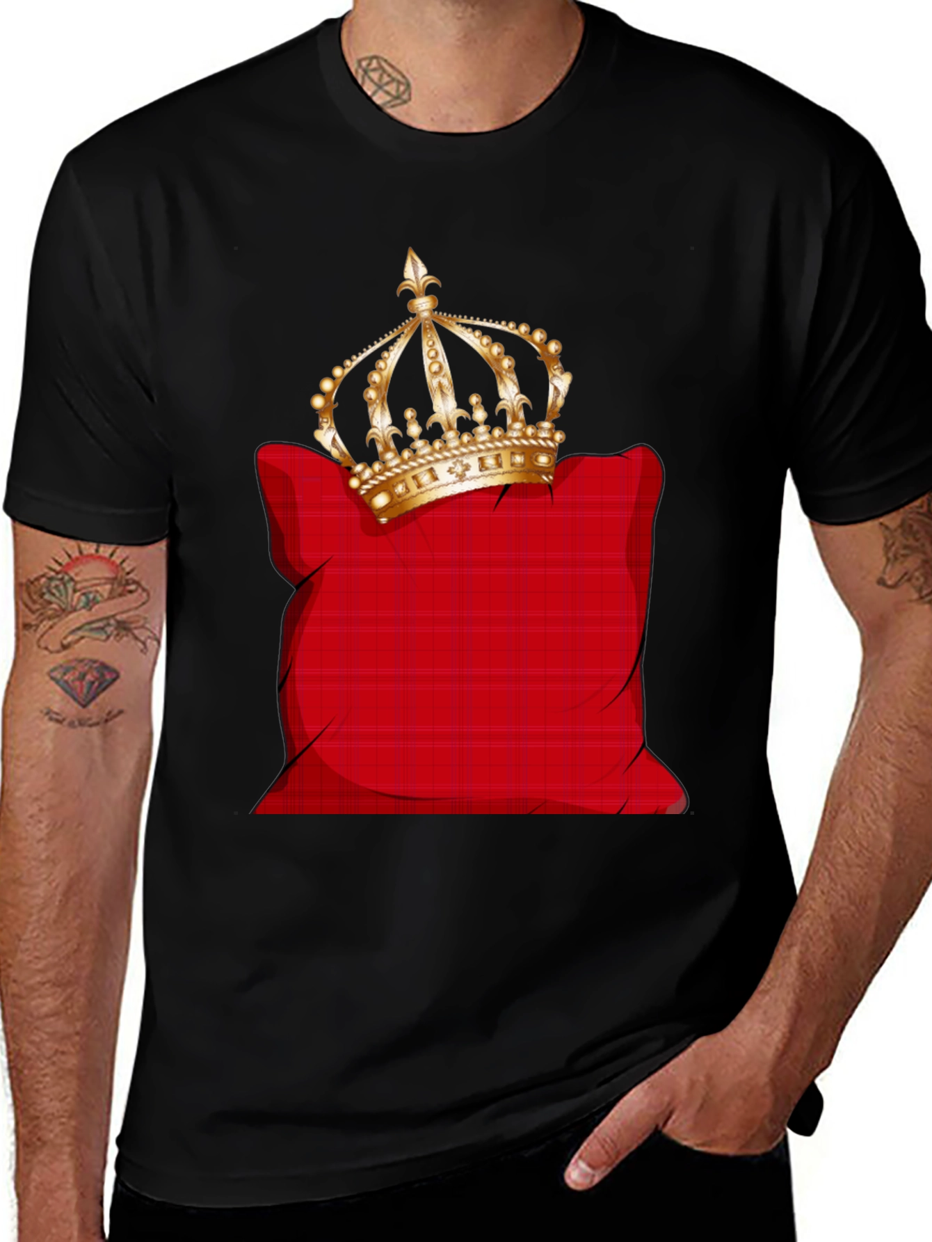 Crown on Pillow Graphic Tee - Black