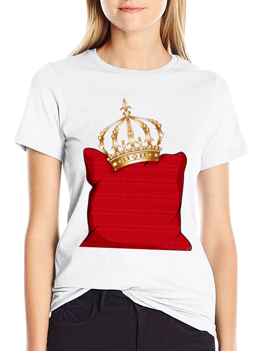 Crown on Pillow Graphic Tee - Black