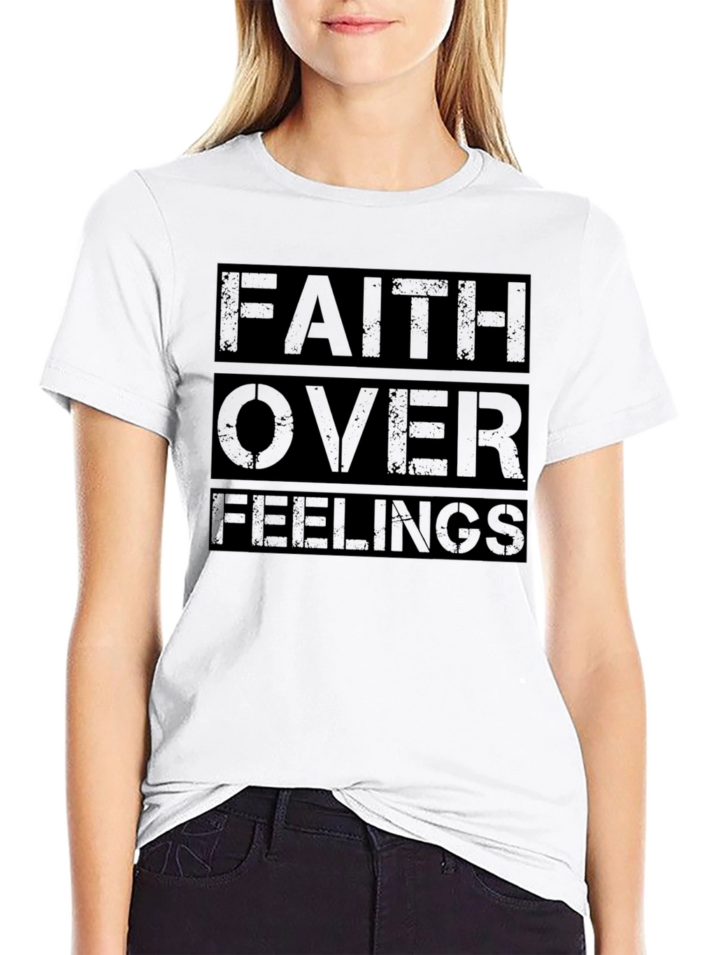 Faith Over Feelings Black Graphic Tee