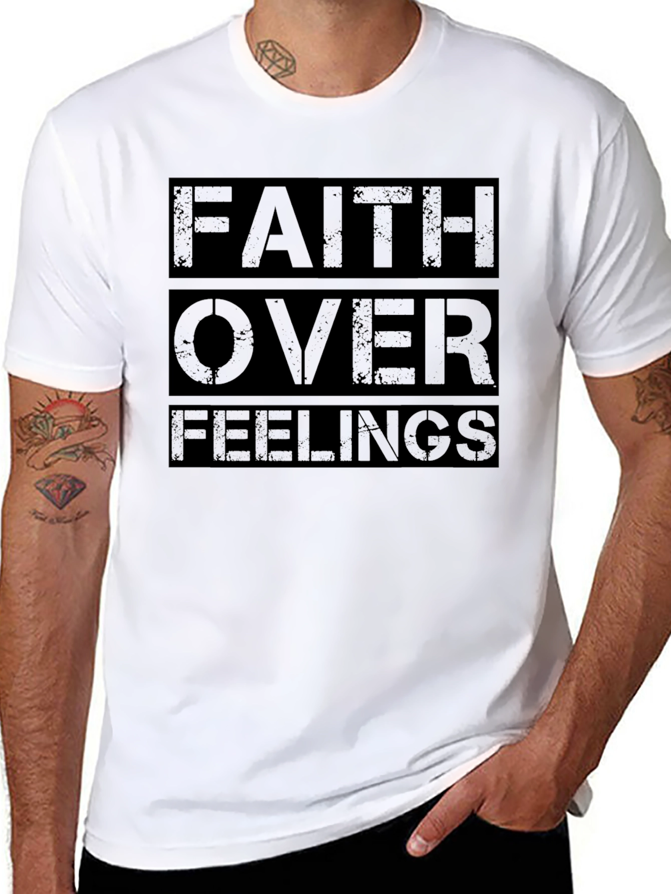 Faith Over Feelings Black Graphic Tee