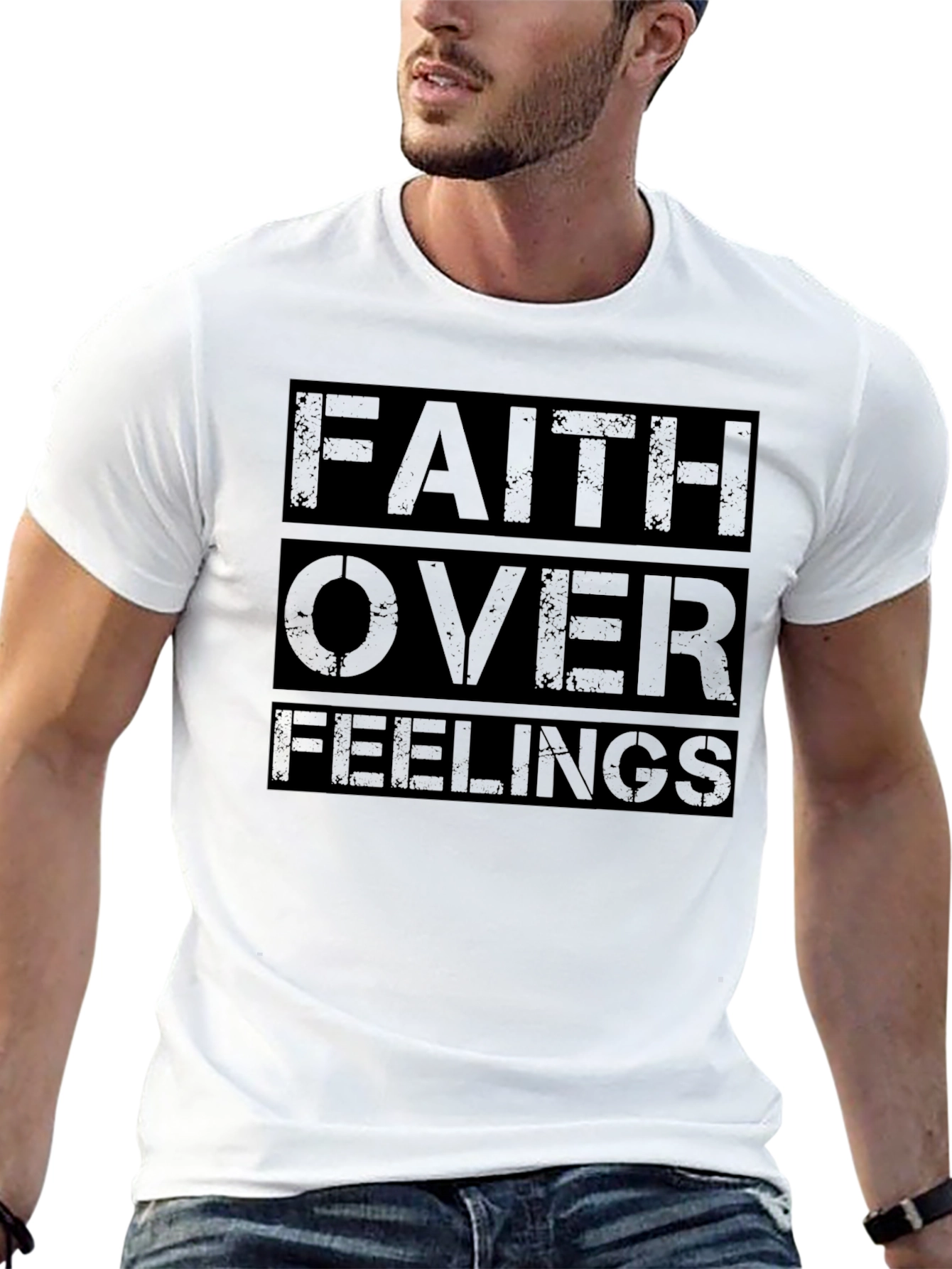 Faith Over Feelings Black Graphic Tee