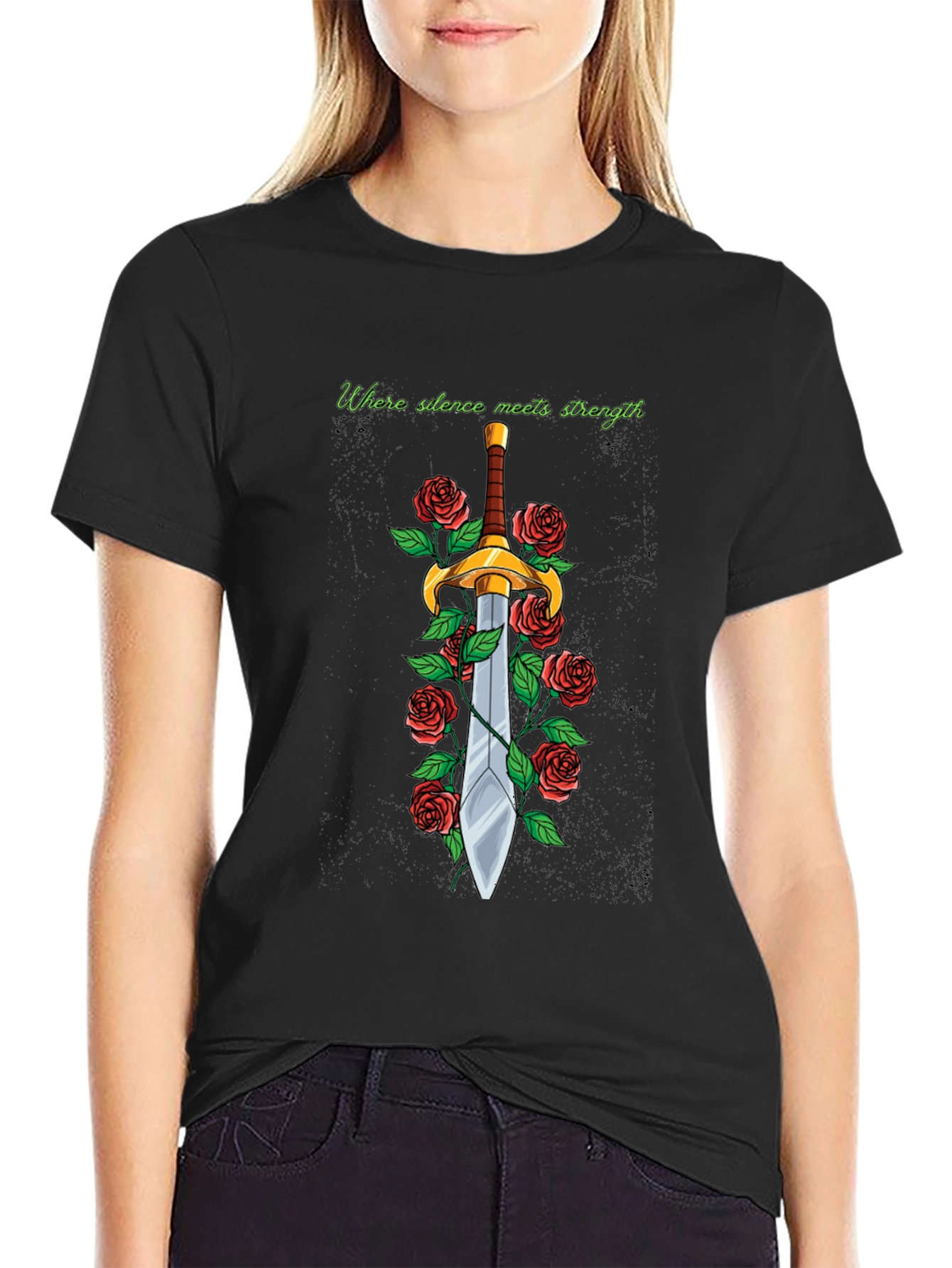 Sword and Roses Graphic Tee - Silence Meets Strength