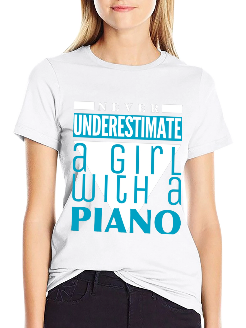 Never Underestimate a Girl With a Piano T-Shirt