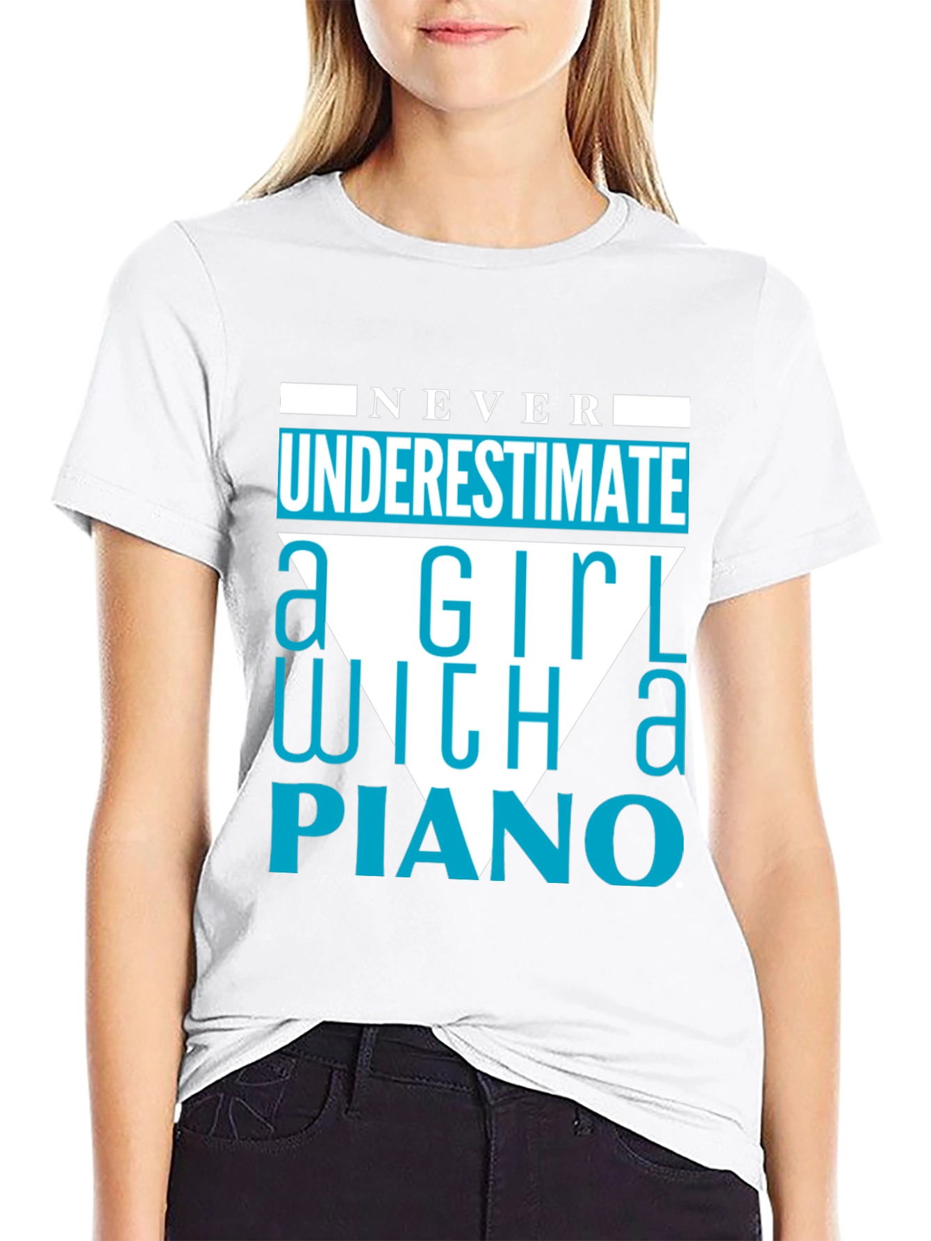 Never Underestimate a Girl With a Piano T-Shirt