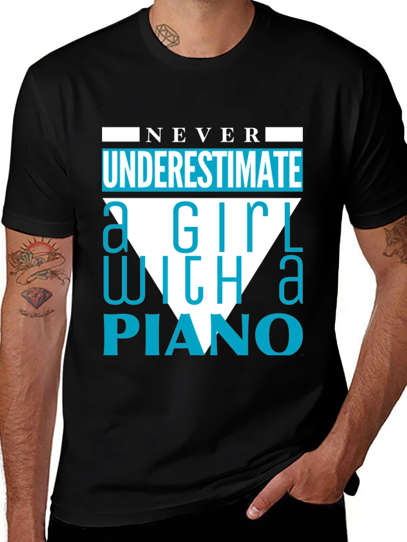 Never Underestimate a Girl With a Piano T-Shirt