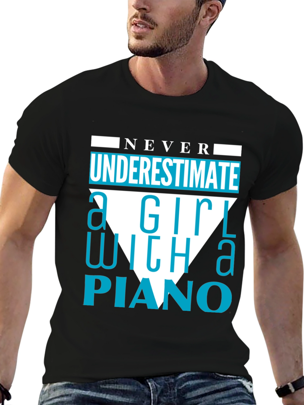 Never Underestimate a Girl With a Piano T-Shirt