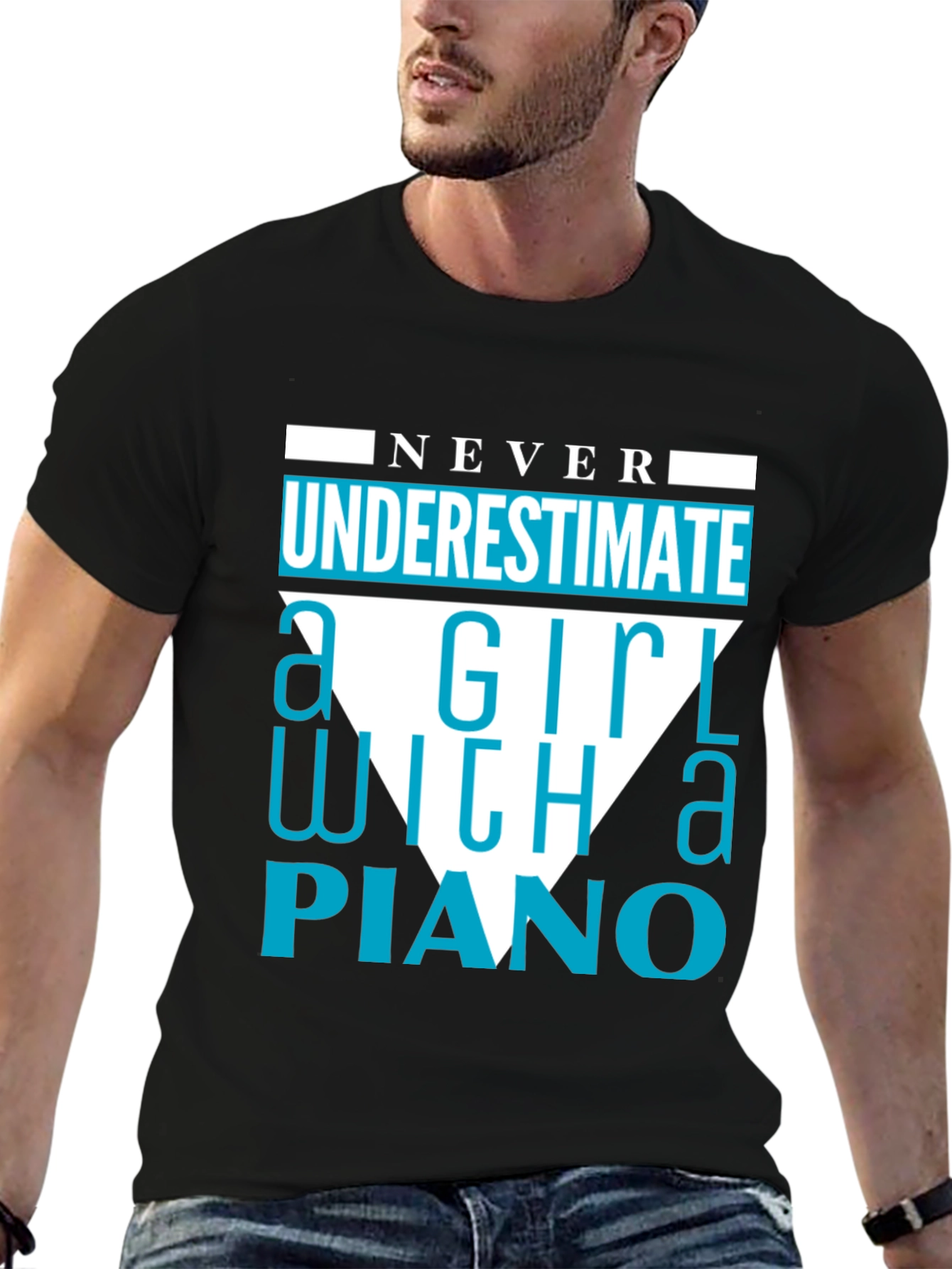 Never Underestimate a Girl With a Piano T-Shirt