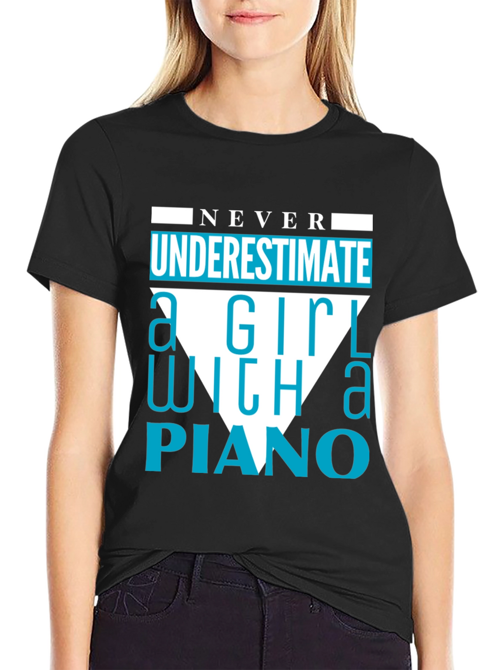 Never Underestimate a Girl With a Piano T-Shirt