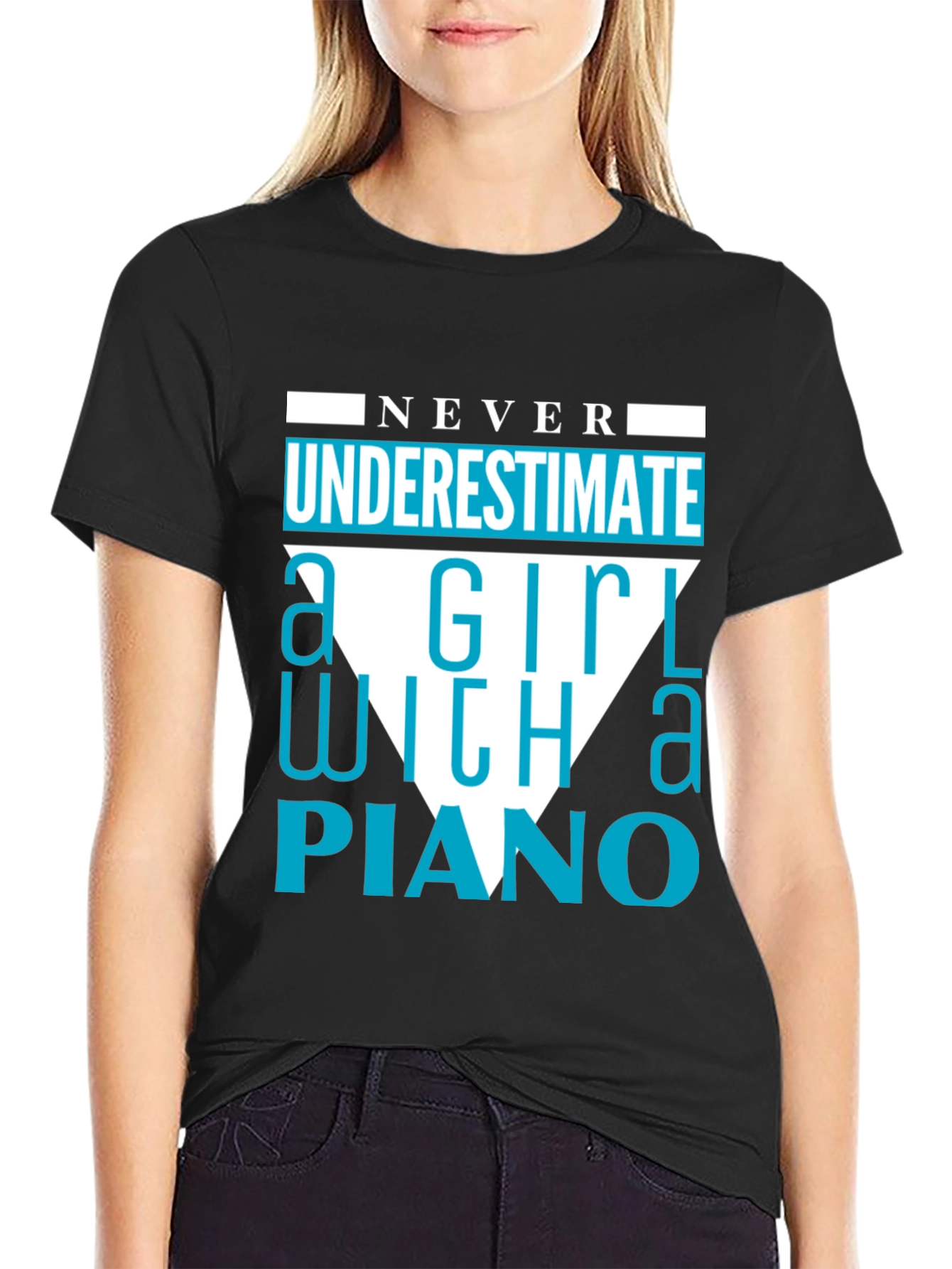 Never Underestimate a Girl With a Piano T-Shirt