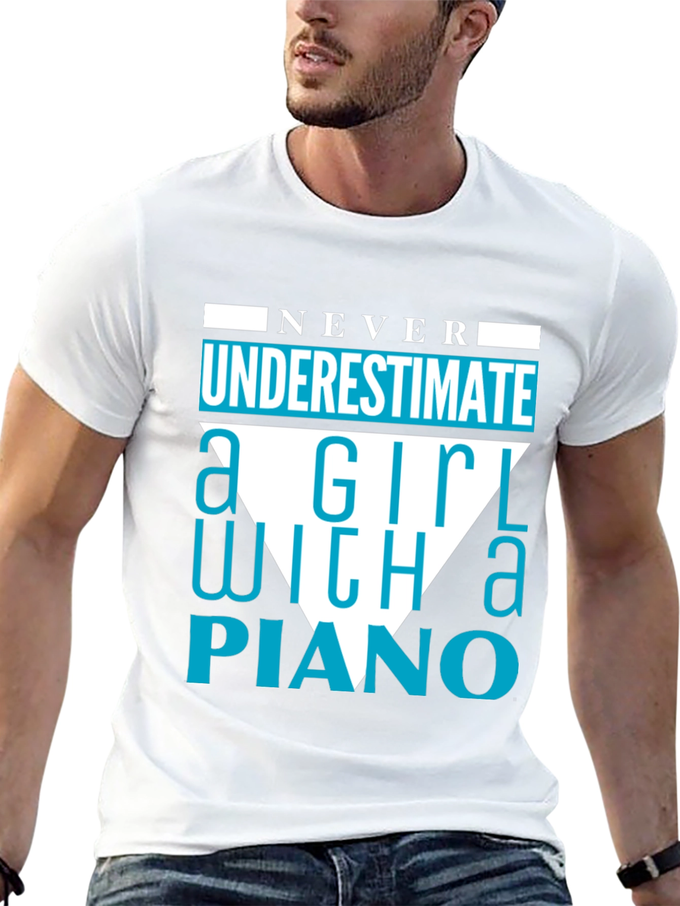 Never Underestimate a Girl With a Piano T-Shirt