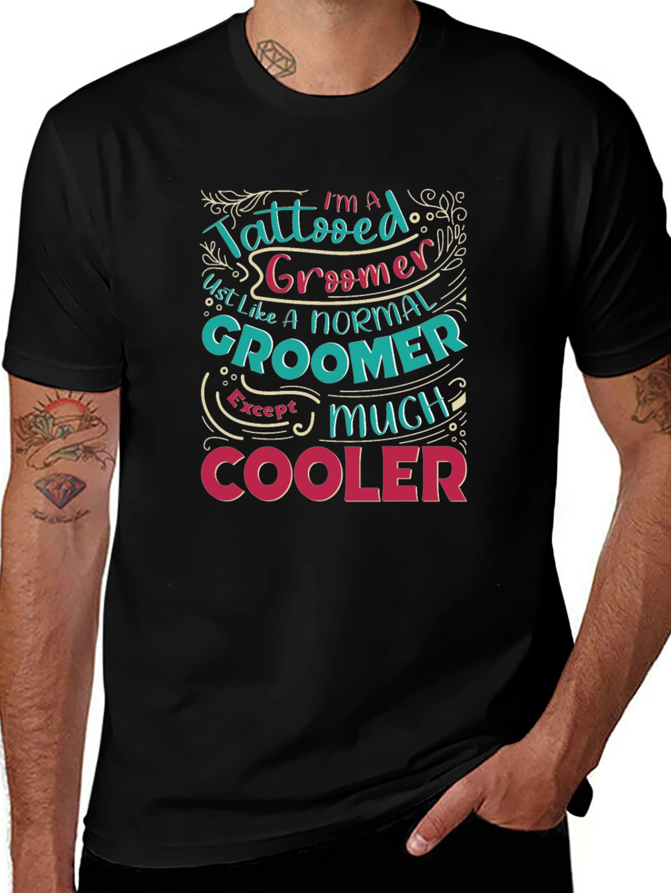 Tattooed Groomer Graphic Tee - Cool Pet Stylist T-Shirt