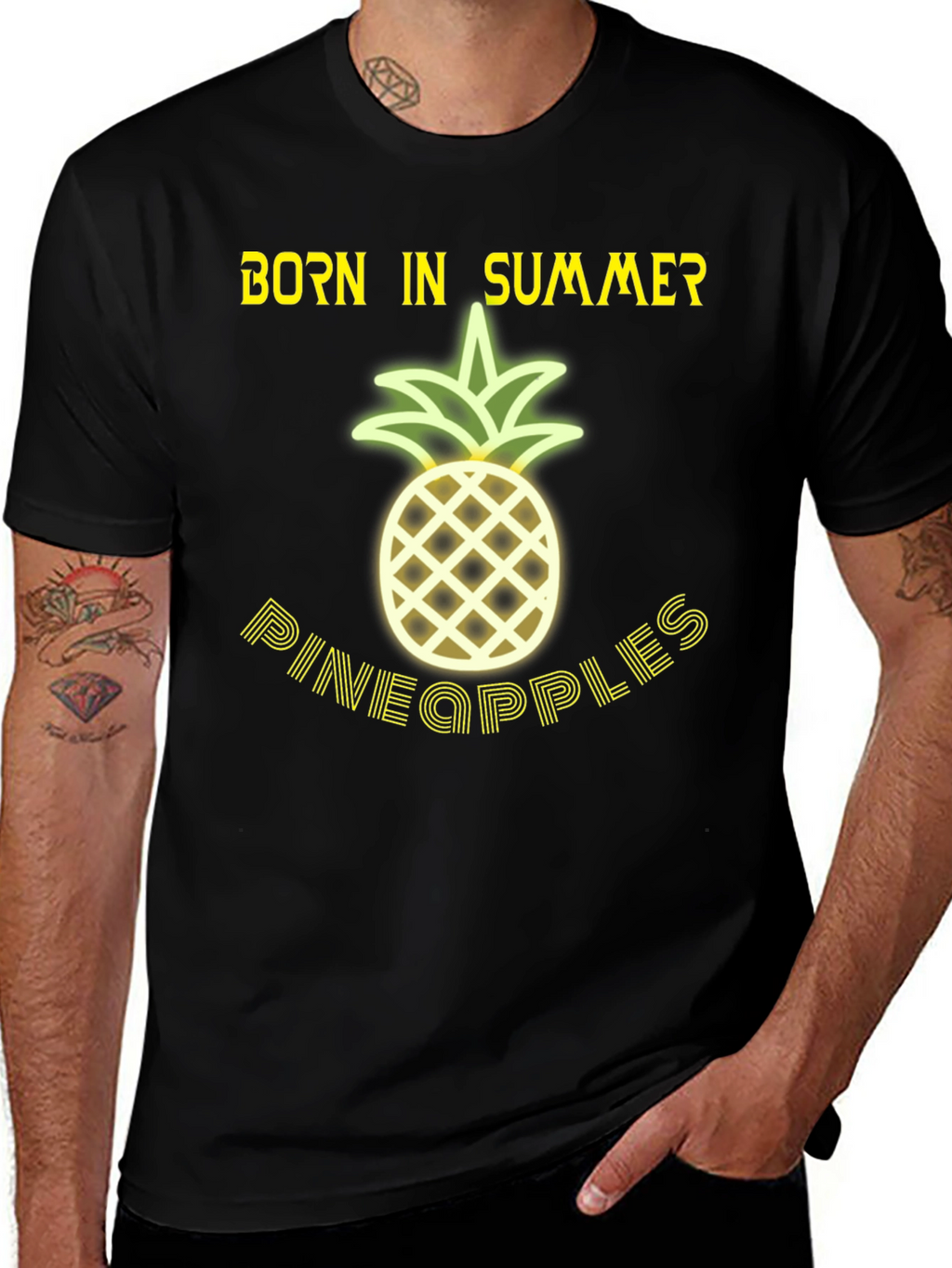 Born in Summer Pineapple Graphic T-Shirt
