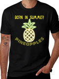 Born in Summer Pineapple Graphic T-Shirt