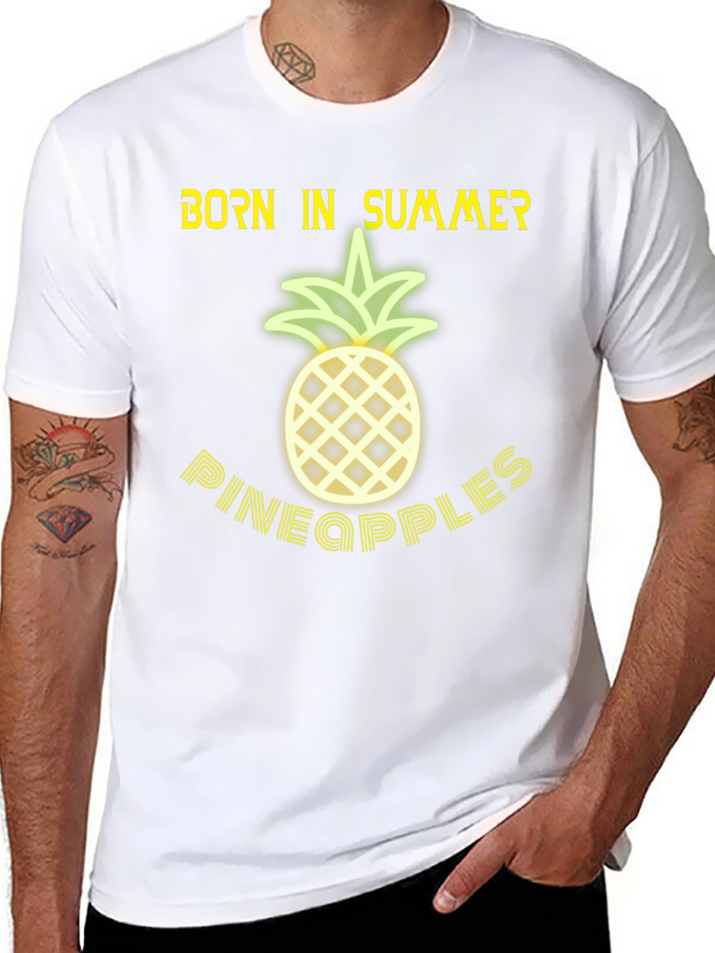 Born in Summer Pineapple Graphic T-Shirt