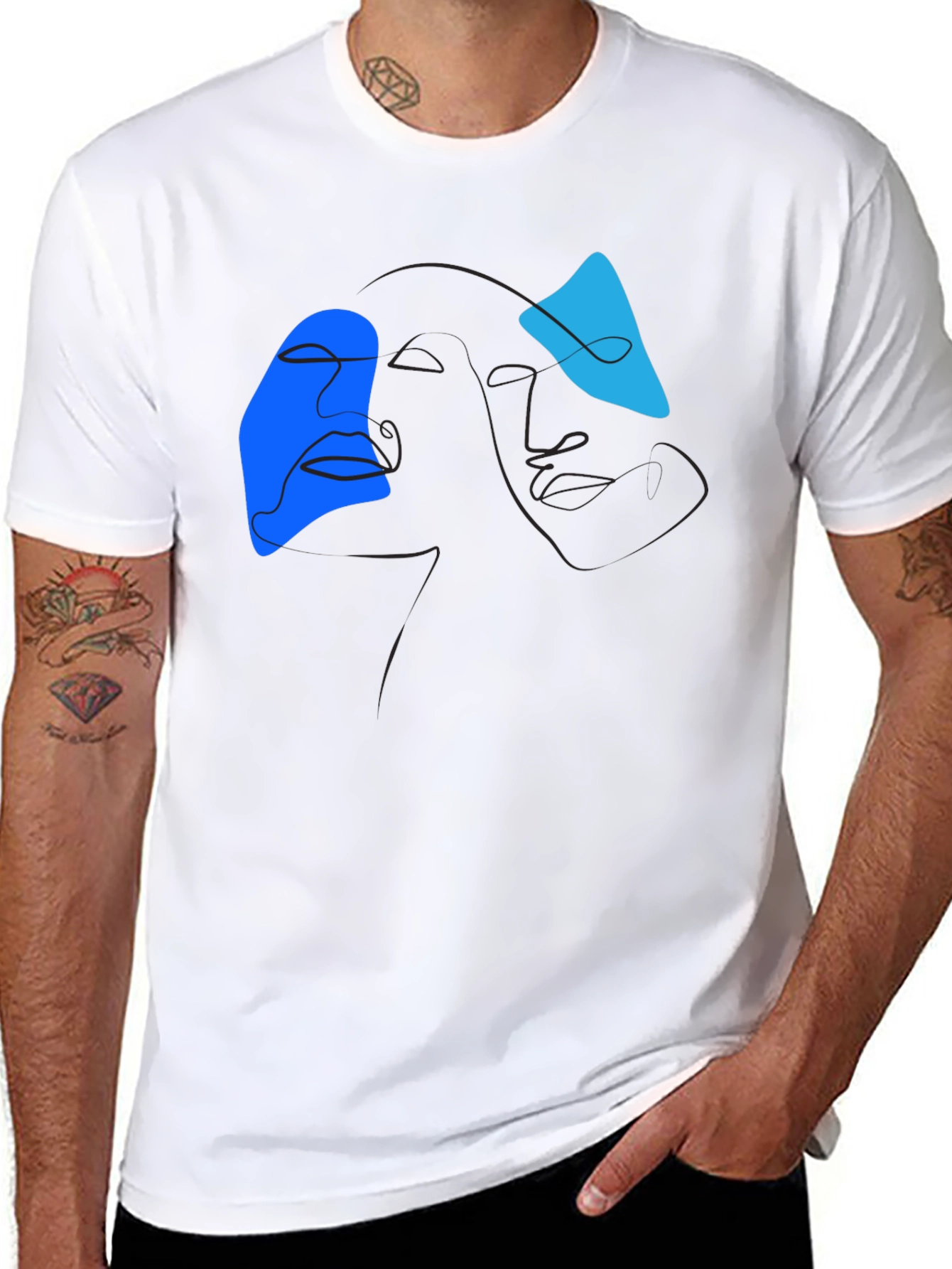Abstract Line Art Graphic Tee - Modern Black T-Shirt