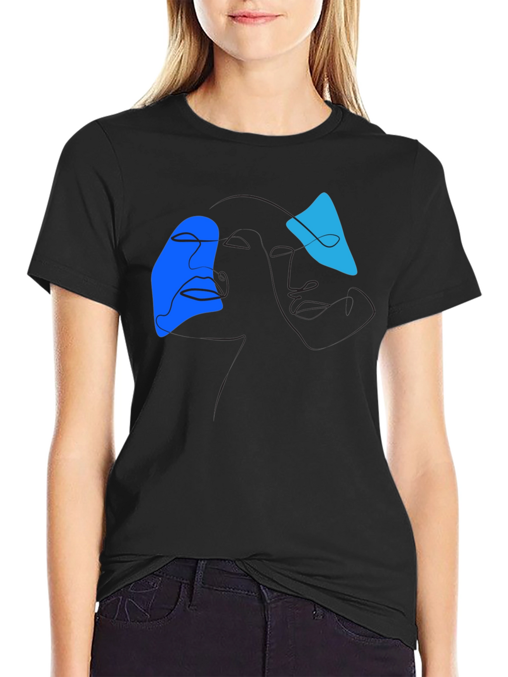 Abstract Line Art Graphic Tee - Modern Black T-Shirt
