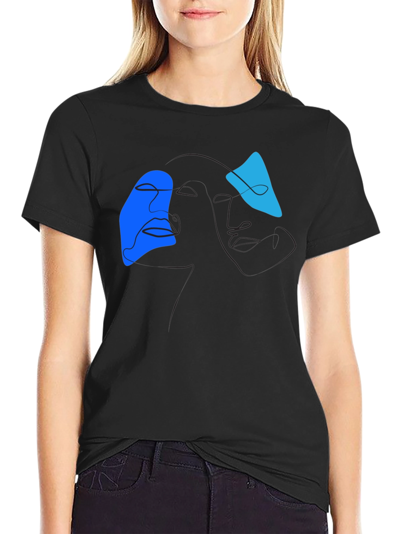 Abstract Line Art Graphic Tee - Modern Black T-Shirt