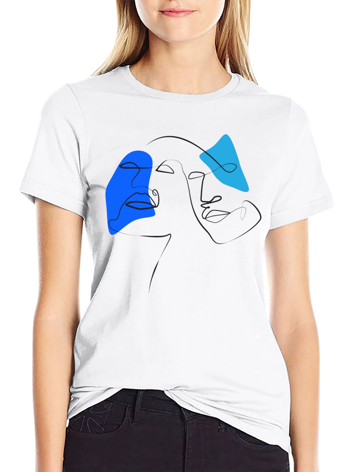 Abstract Line Art Graphic Tee - Modern Black T-Shirt